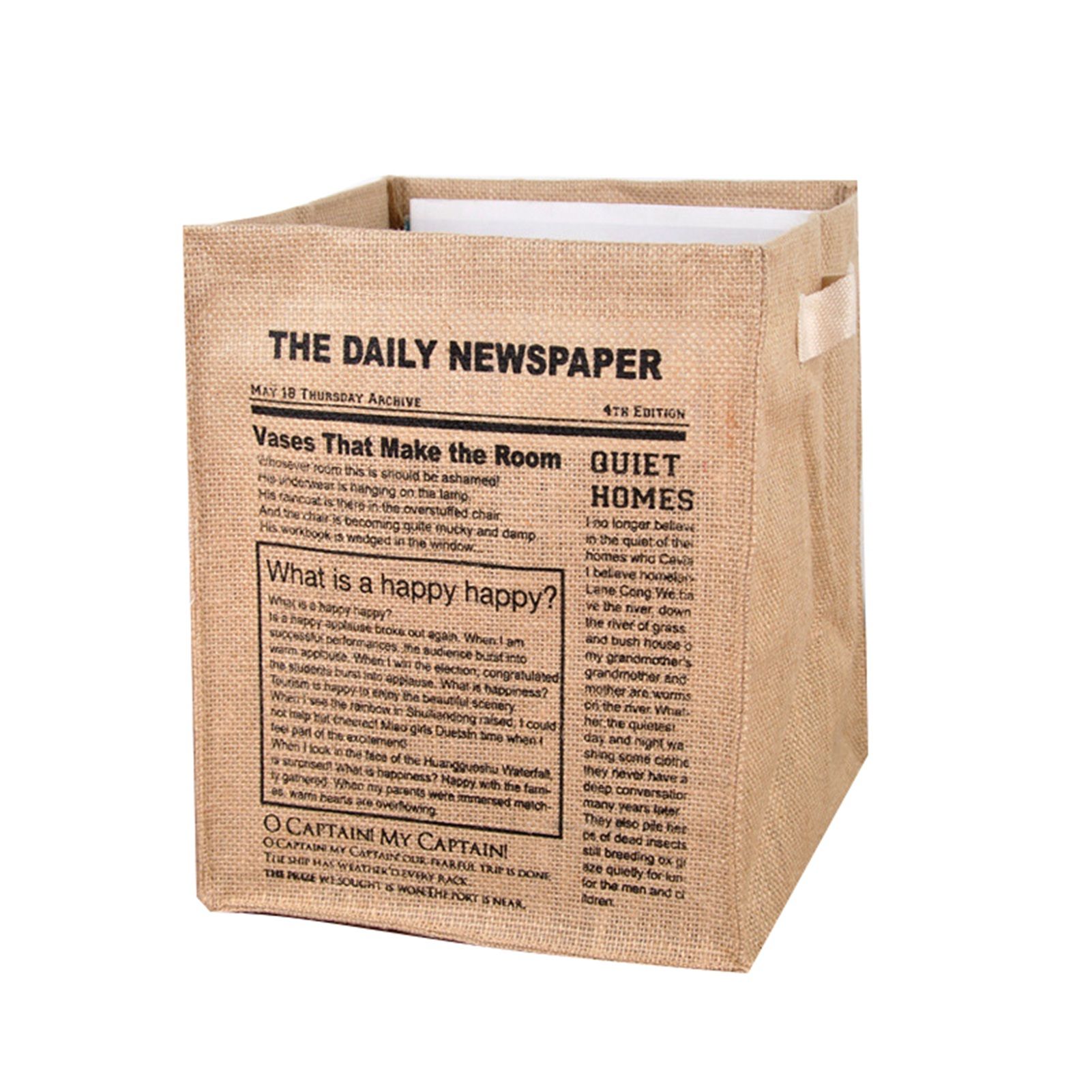Jute Storage Box Foldable Waterproof Film Easy Cleaning Mild Texture Storage