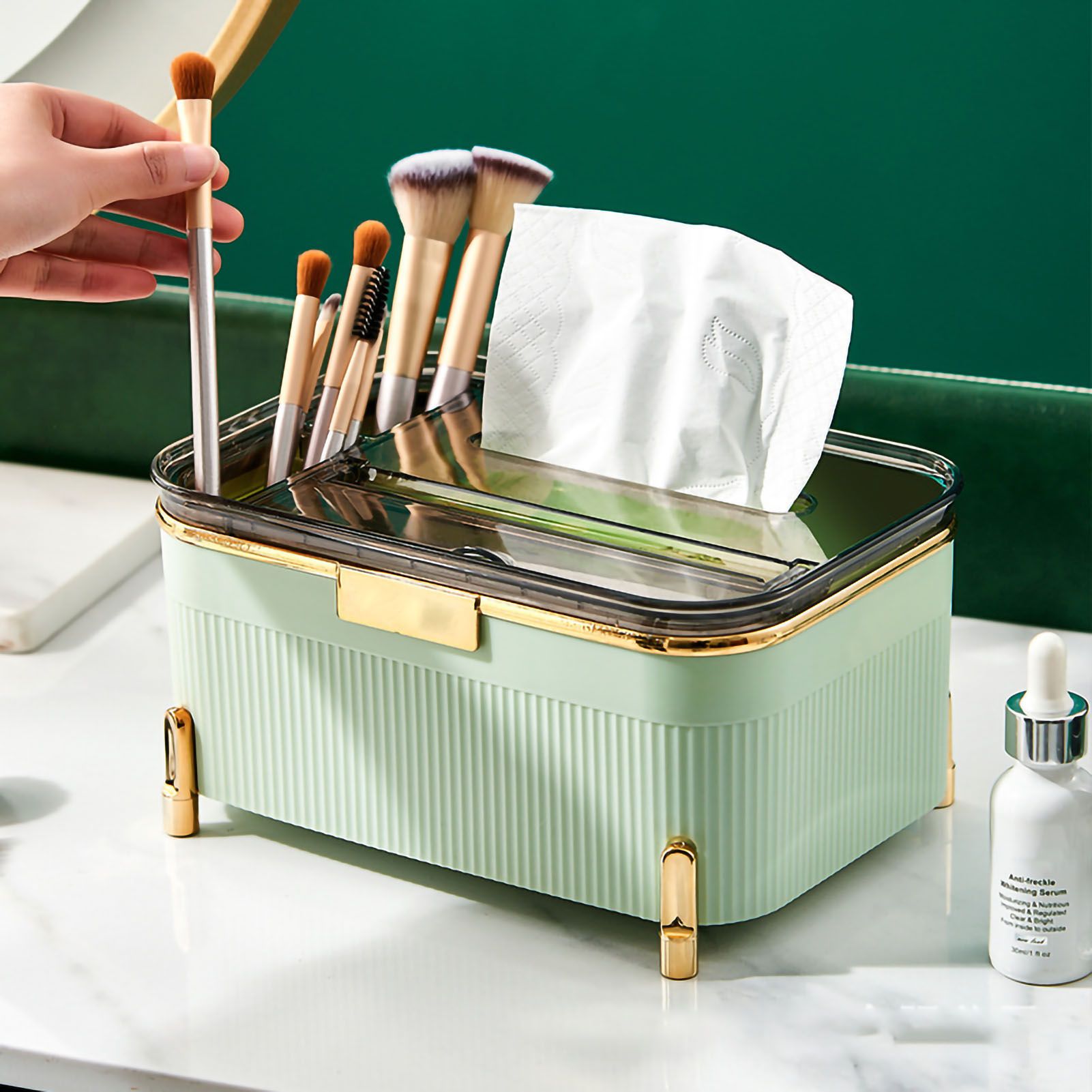 Multifunctional Tissue Box Household Desktop Storage Box Tissue Holder Box for view 5