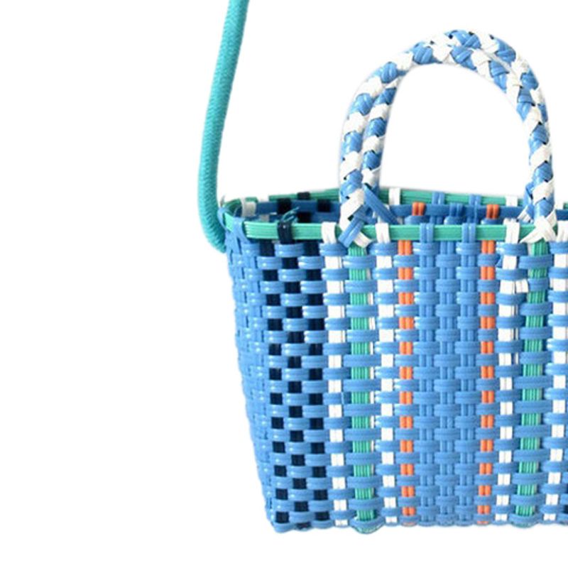 Woven Bag Colorful Plastic Strip Handle Small Cute Fashionable Square Bag for view 2