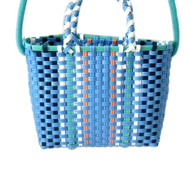 Woven Bag Colorful Plastic Strip Handle Small Cute Fashionable Square Bag for view 4