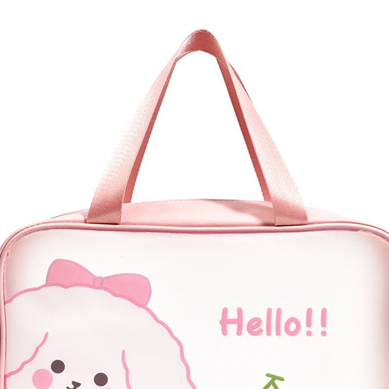Clear Travel Bag Cherry Puppy Frosted Translucent Waterproof PVC Toiletry Bag view 3