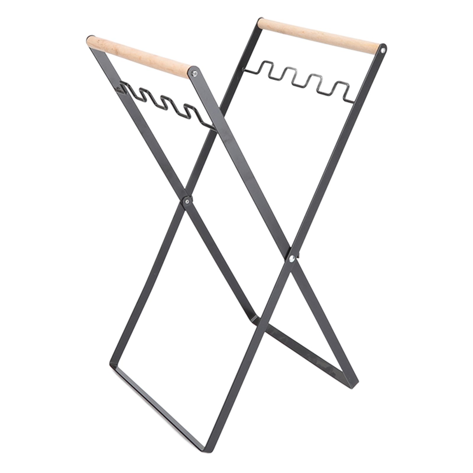 Trash Bag Holder Stand Rubber Wood Handle Iron Stand Flat Appearance Foldable view 4