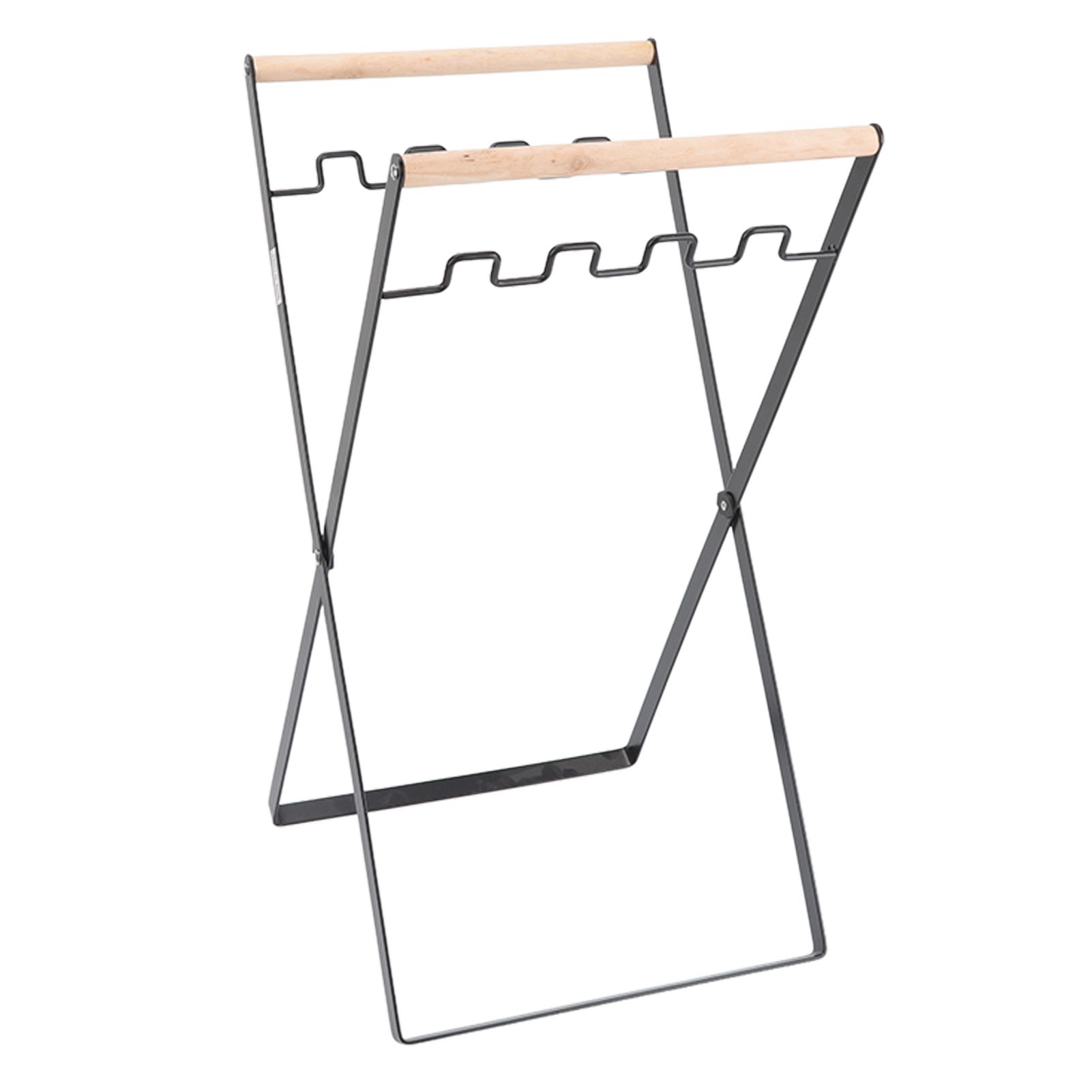 Trash Bag Holder Stand Rubber Wood Handle Iron Stand Flat Appearance Foldable view 5