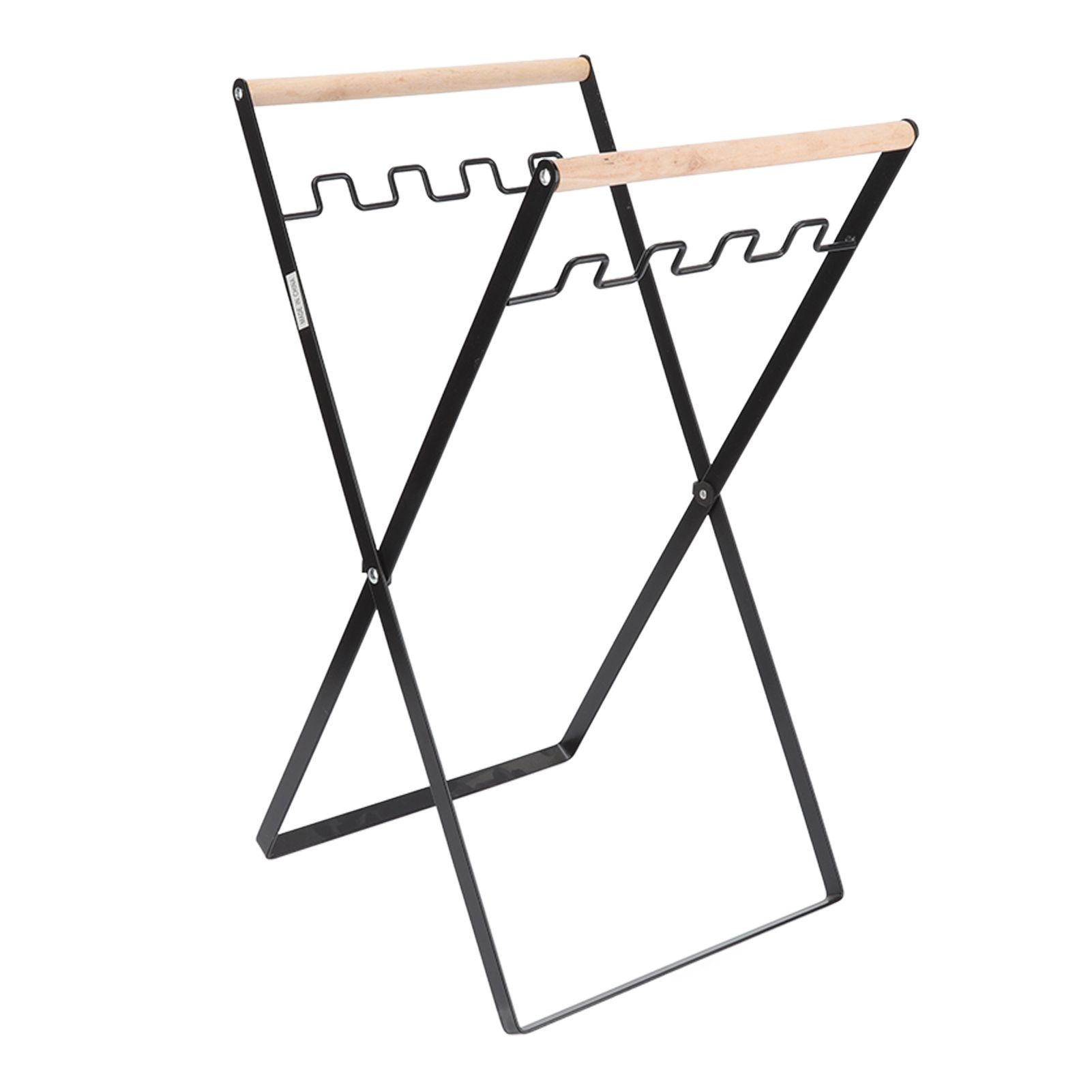 Trash Bag Holder Stand Rubber Wood Handle Iron Stand Flat Appearance Foldable view 6