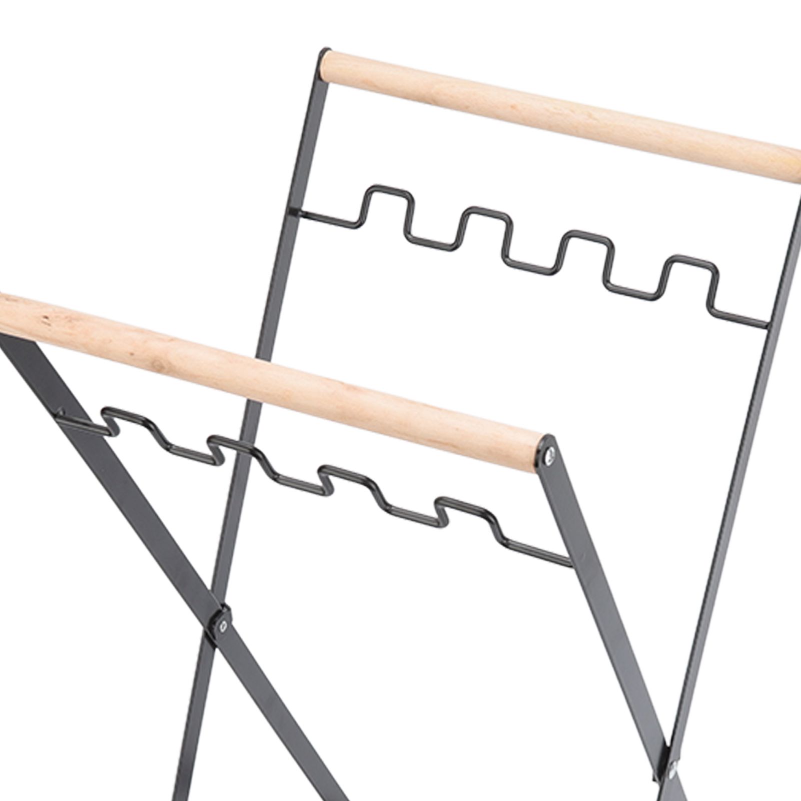 Trash Bag Holder Stand Rubber Wood Handle Iron Stand Flat Appearance Foldable view 14