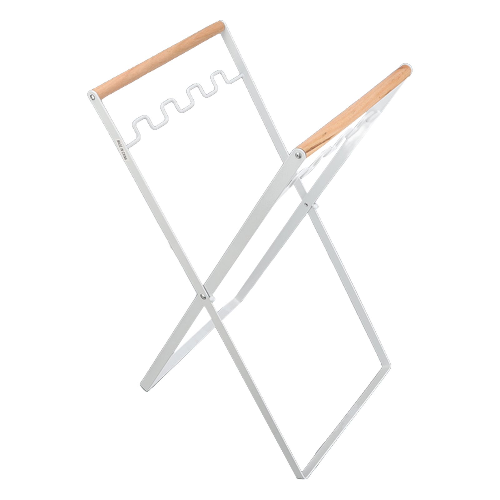 Trash Bag Holder Stand Rubber Wood Handle Iron Stand Flat Appearance Foldable view 3