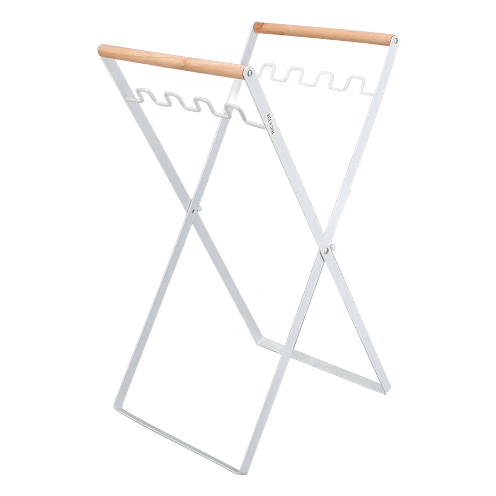 Trash Bag Holder Stand Rubber Wood Handle Iron Stand Flat Appearance Foldable view 4
