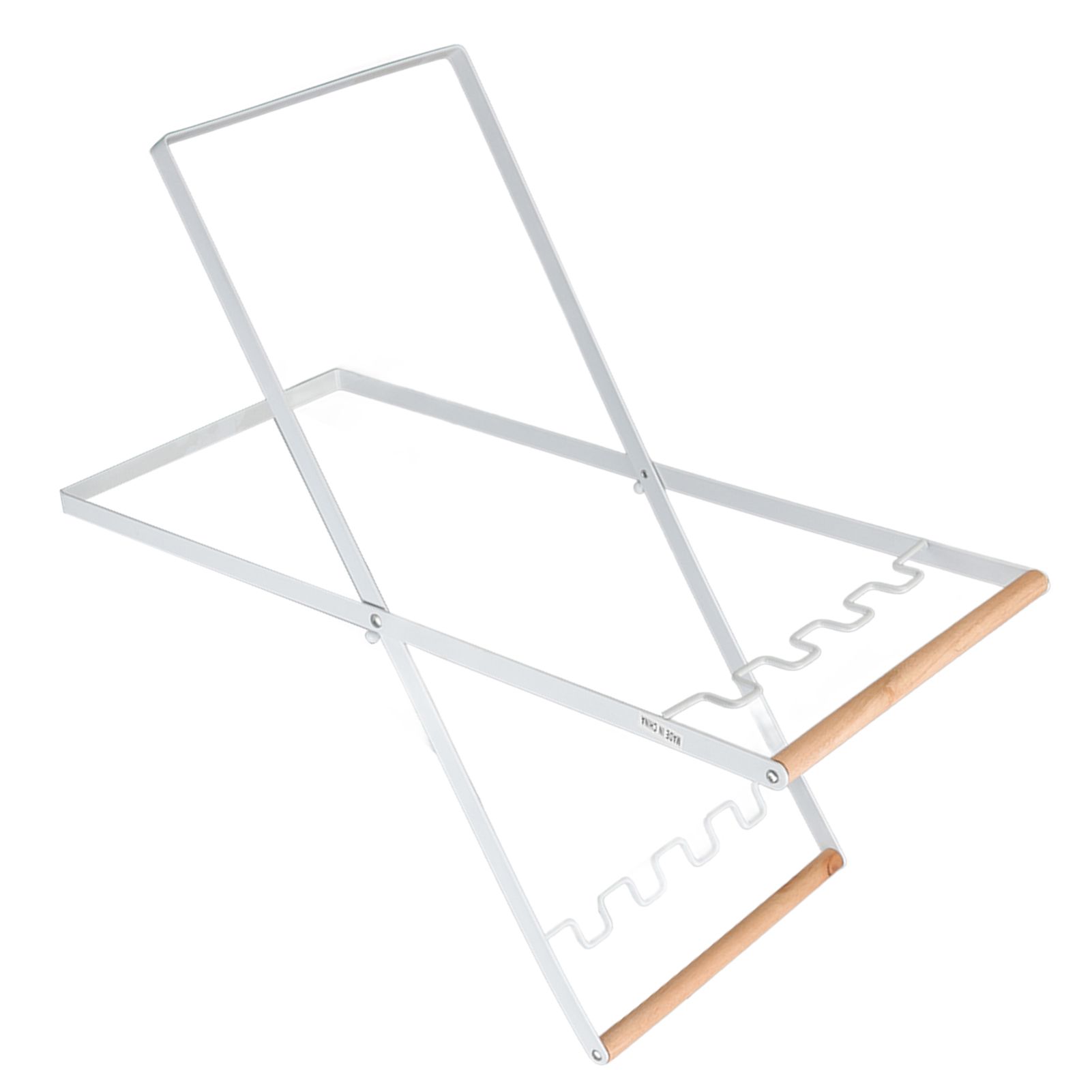 Trash Bag Holder Stand Rubber Wood Handle Iron Stand Flat Appearance Foldable view 7