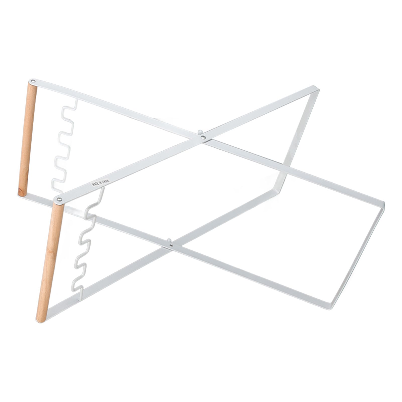 Trash Bag Holder Stand Rubber Wood Handle Iron Stand Flat Appearance Foldable view 8