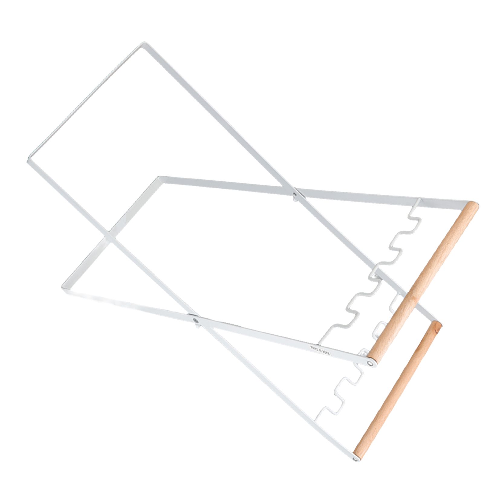 Trash Bag Holder Stand Rubber Wood Handle Iron Stand Flat Appearance Foldable view 9