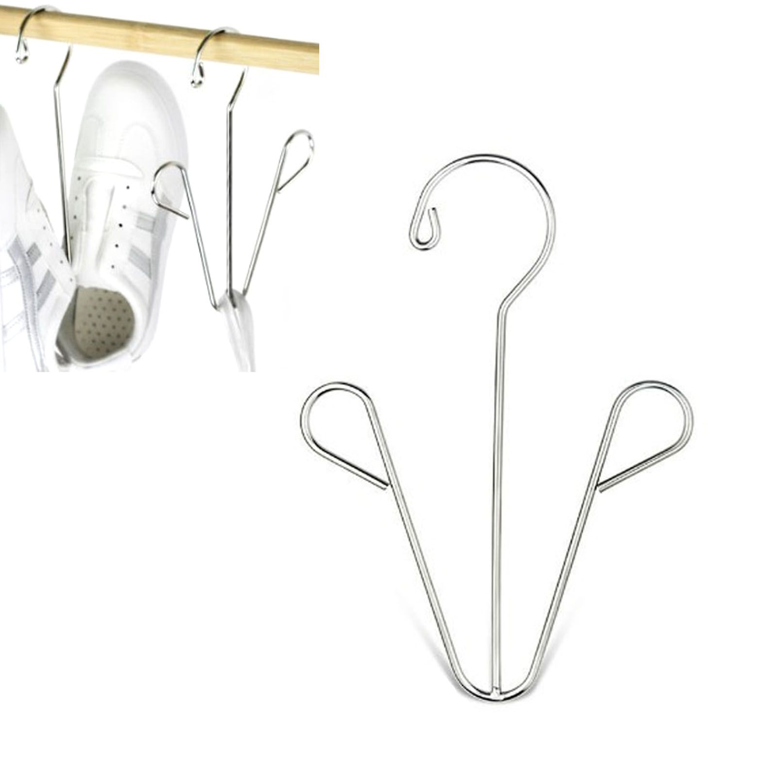 Shoes Hanging Drying Rack Double Hook Stainless Steel Storage Organizer Space view 4