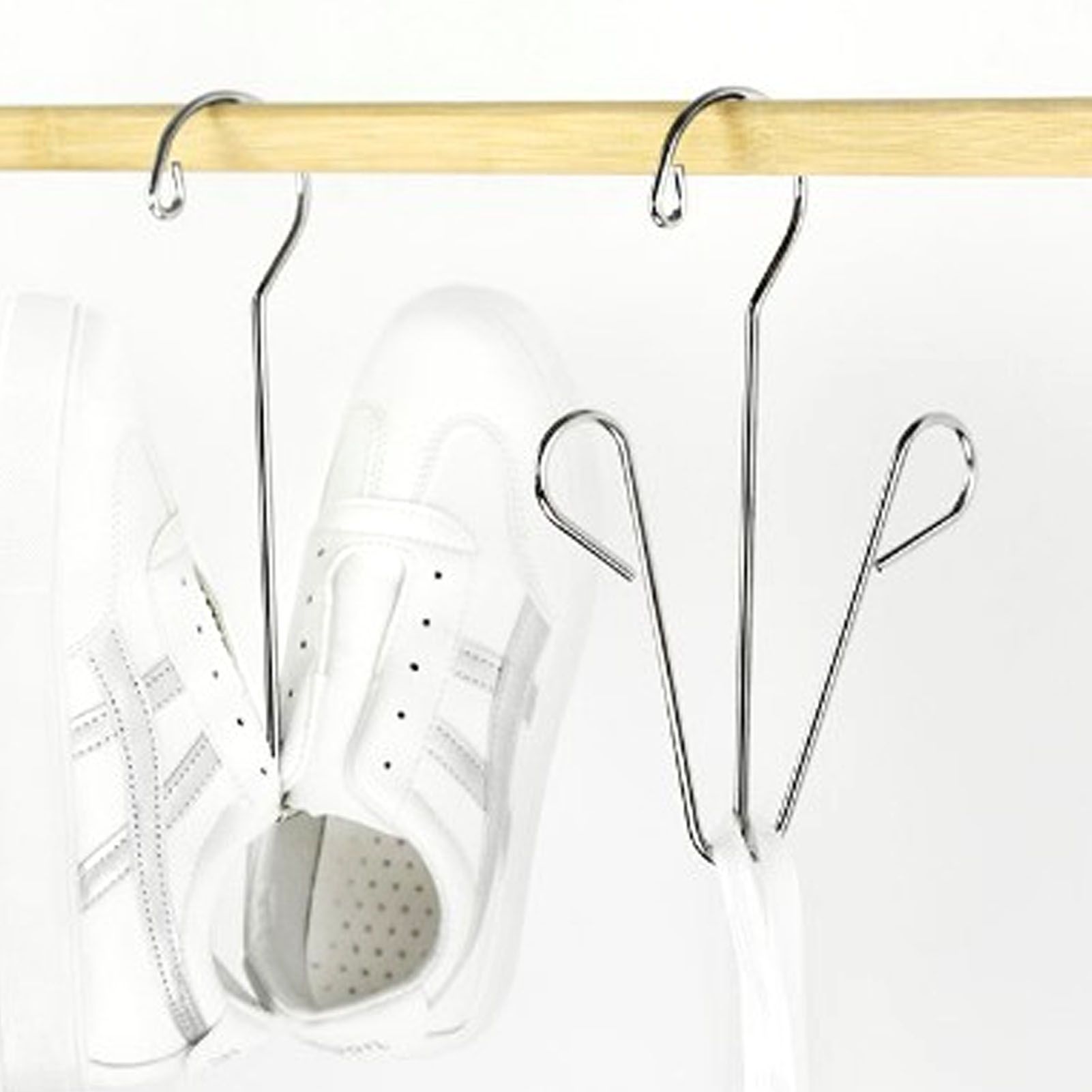 Shoes Hanging Drying Rack Double Hook Stainless Steel Storage Organizer Space view 5
