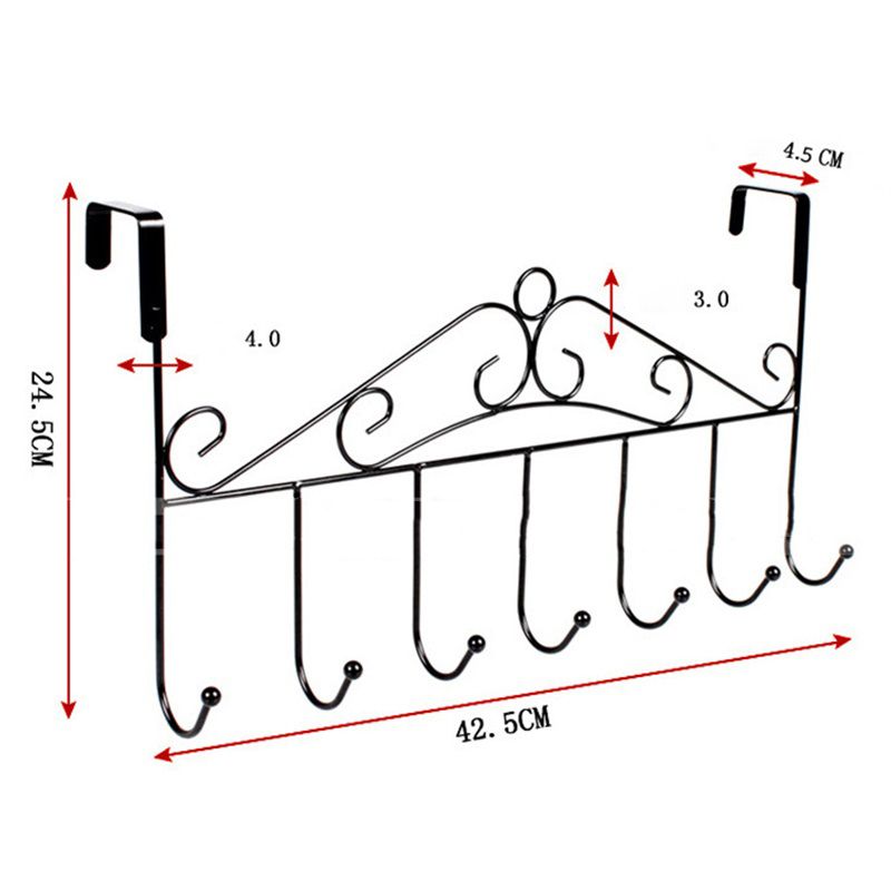Over The Door Hook Rack Detachable 7 Hooks Door Hanger Organizer for Towels view 2