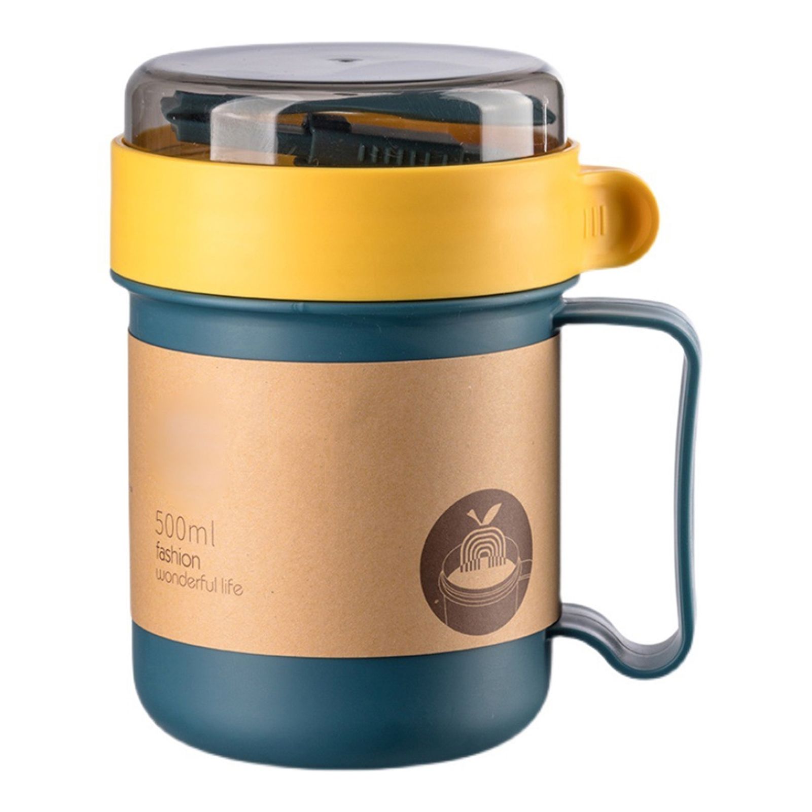 500ML Soup Cup Portable Steady Plastic Insulated Soup Containers with Lid and