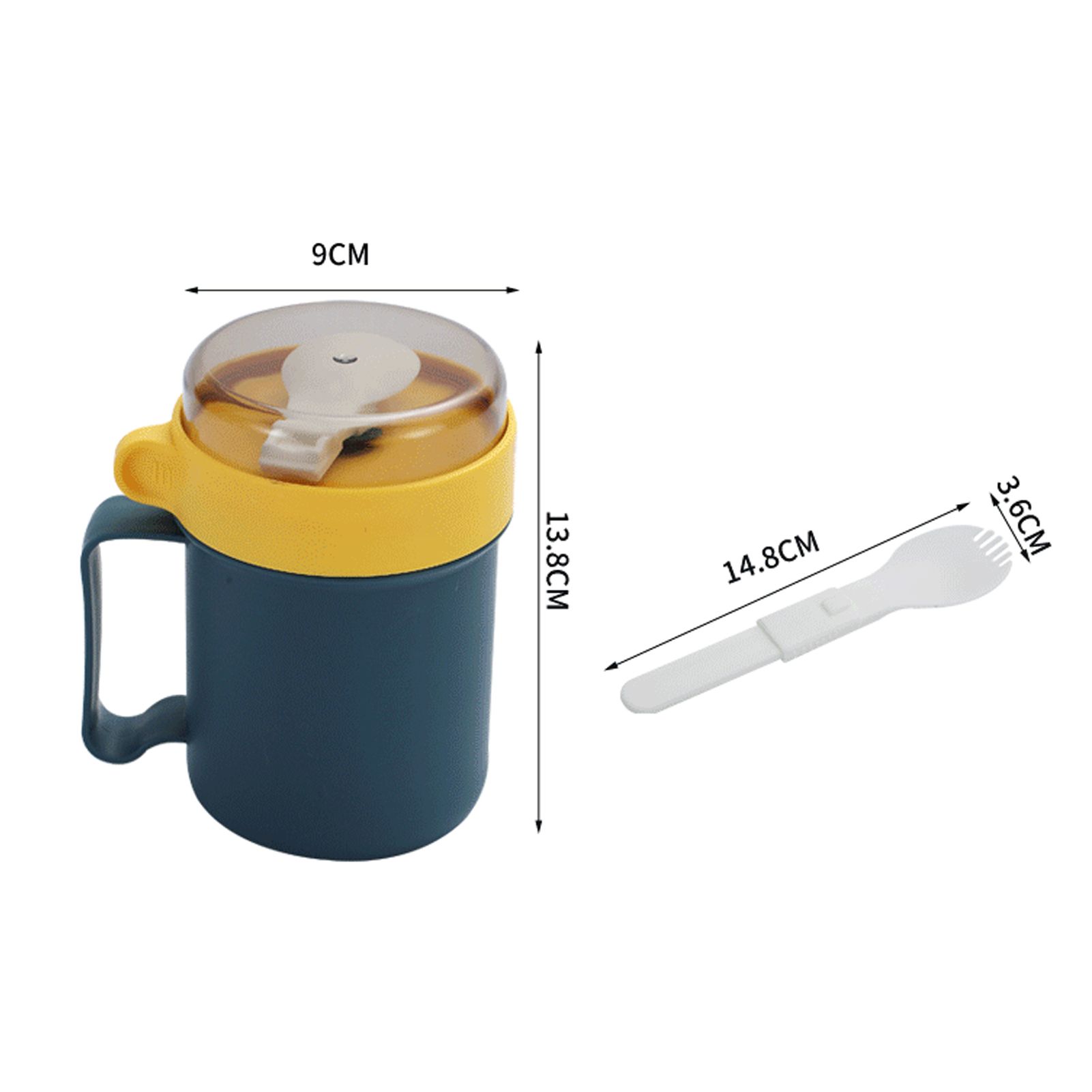 500ML Soup Cup Portable Steady Plastic Insulated Soup Containers with Lid and view 2
