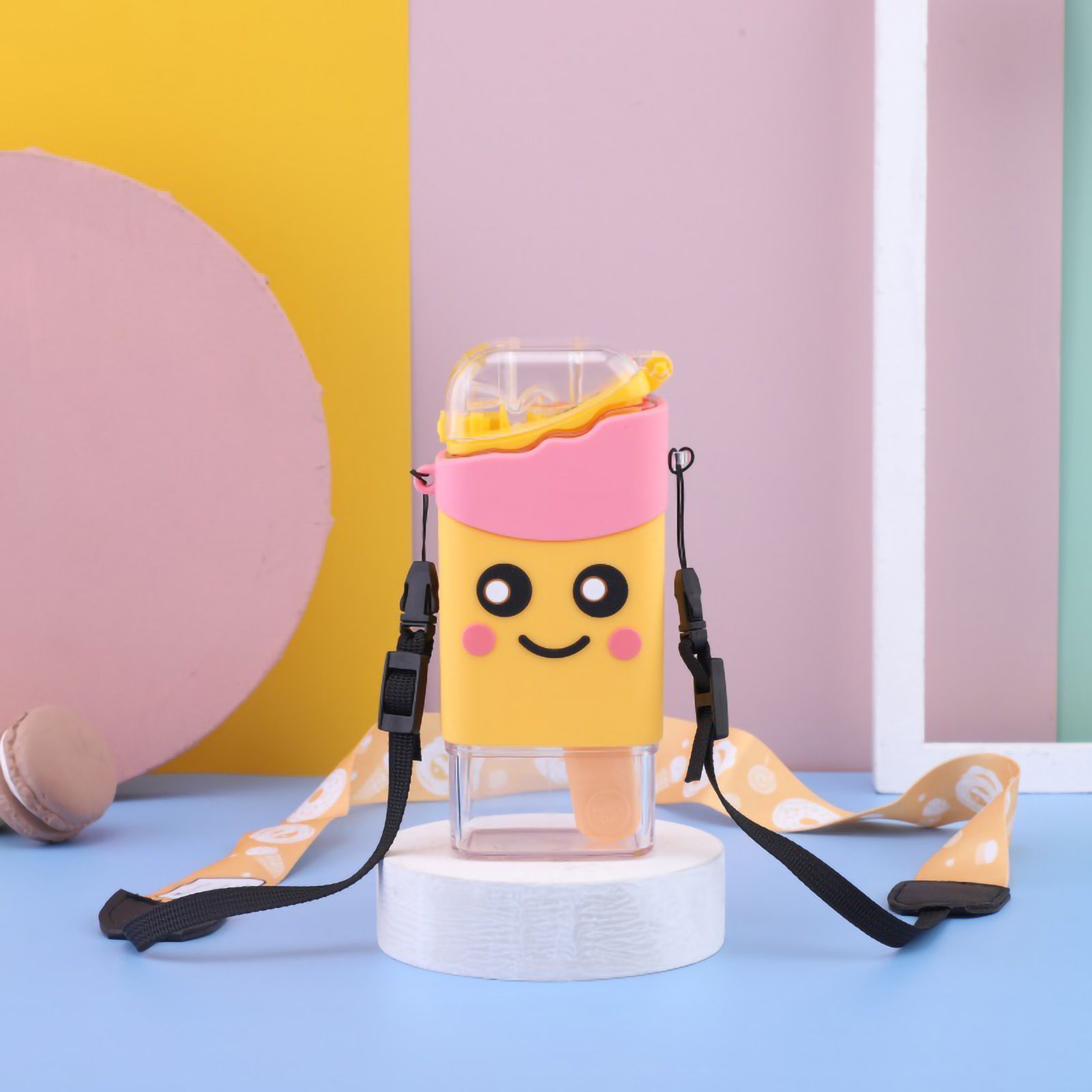 Portable Water Cup Cute Cartoon Design Large Capacity Plastic Water Bottle