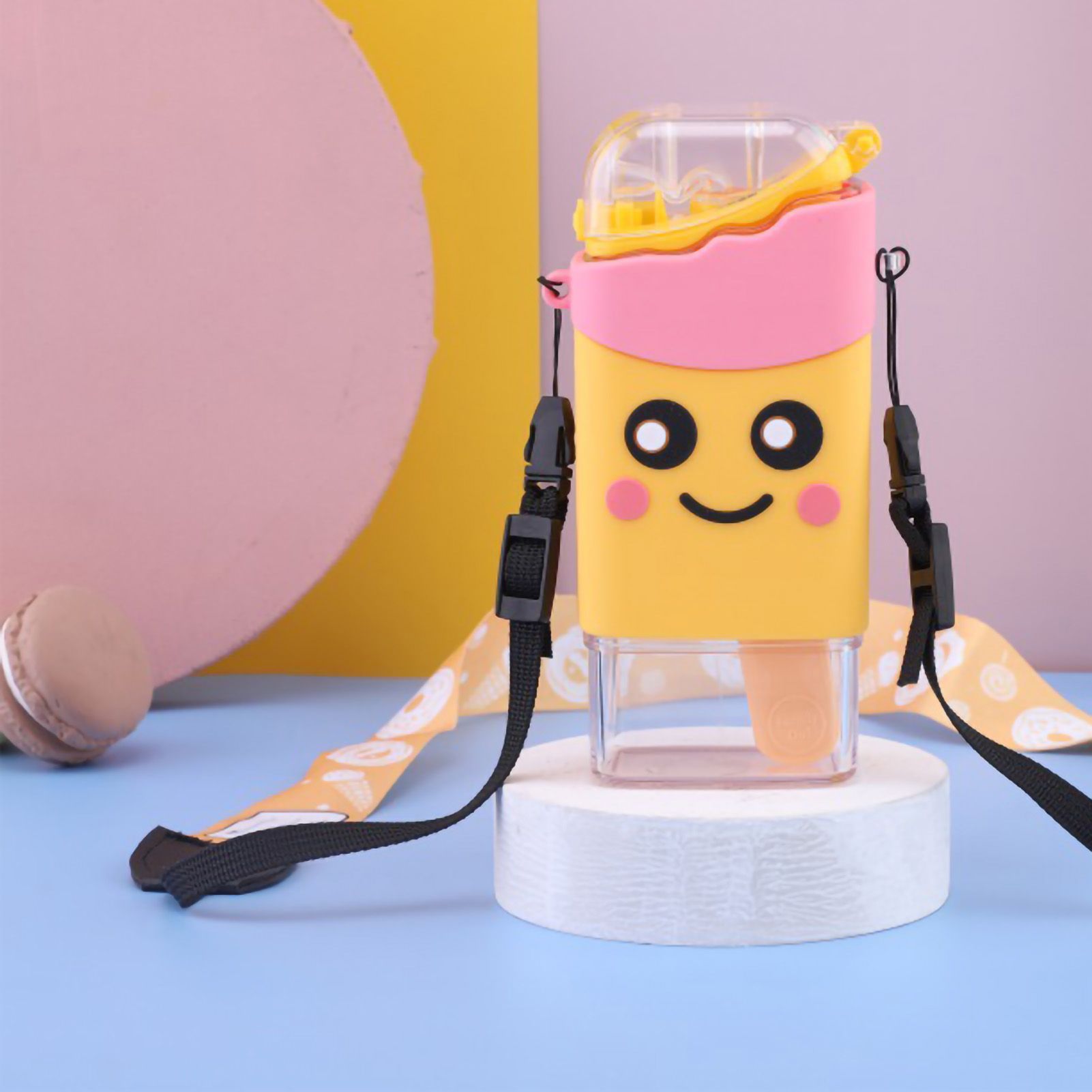 Portable Water Cup Cute Cartoon Design Large Capacity Plastic Water Bottle view 4