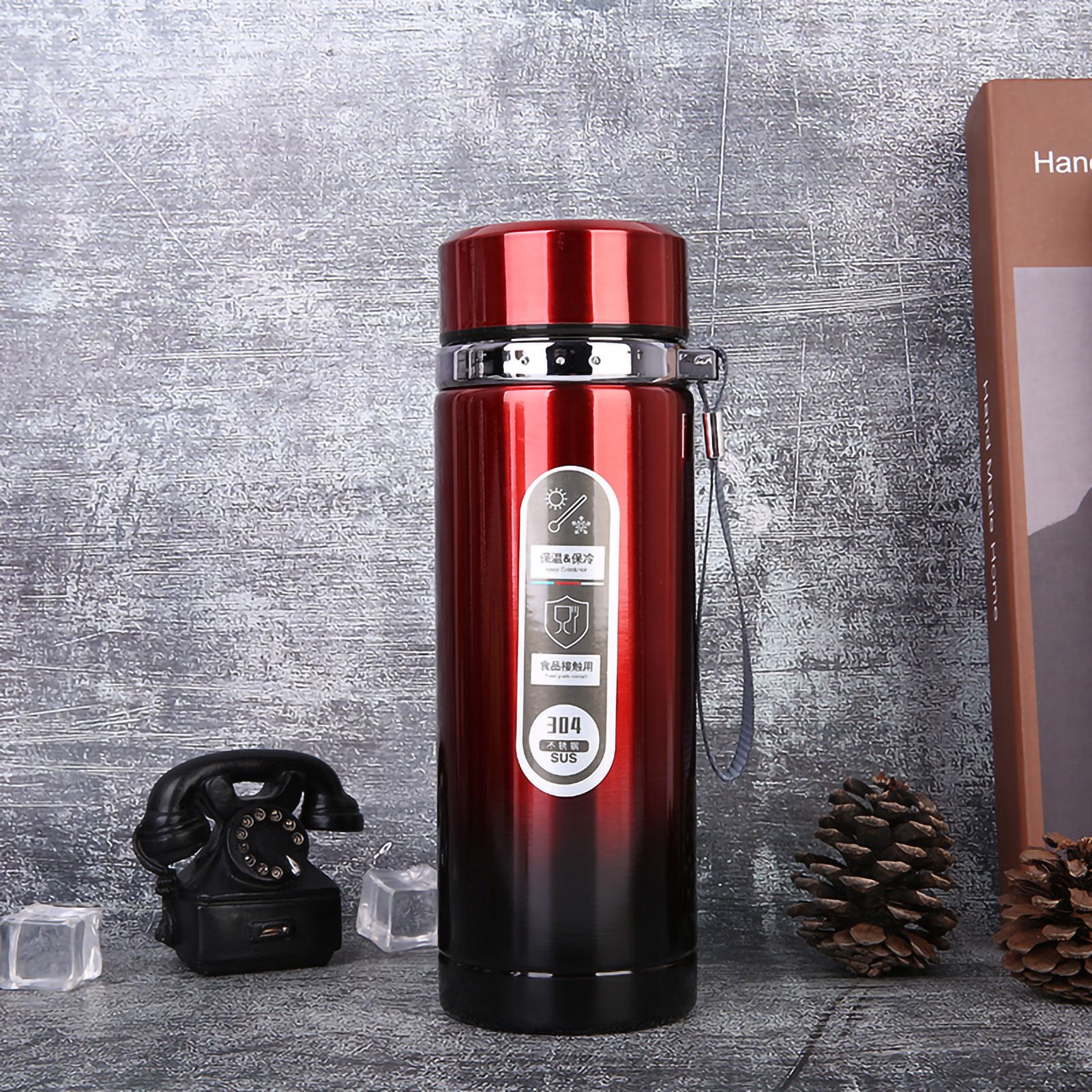 Vacuum Cup Stainless Steel Portable Large Mouth Insulated Bottle with Hand