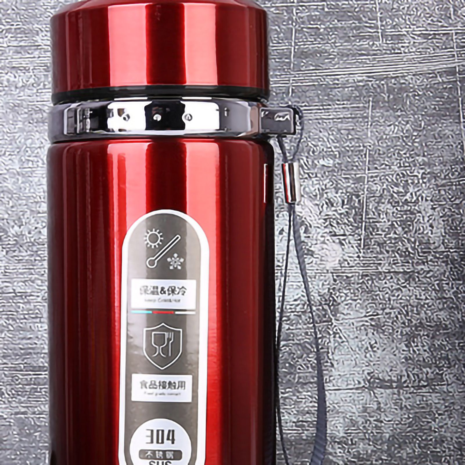 Vacuum Cup Stainless Steel Portable Large Mouth Insulated Bottle with Hand view 4