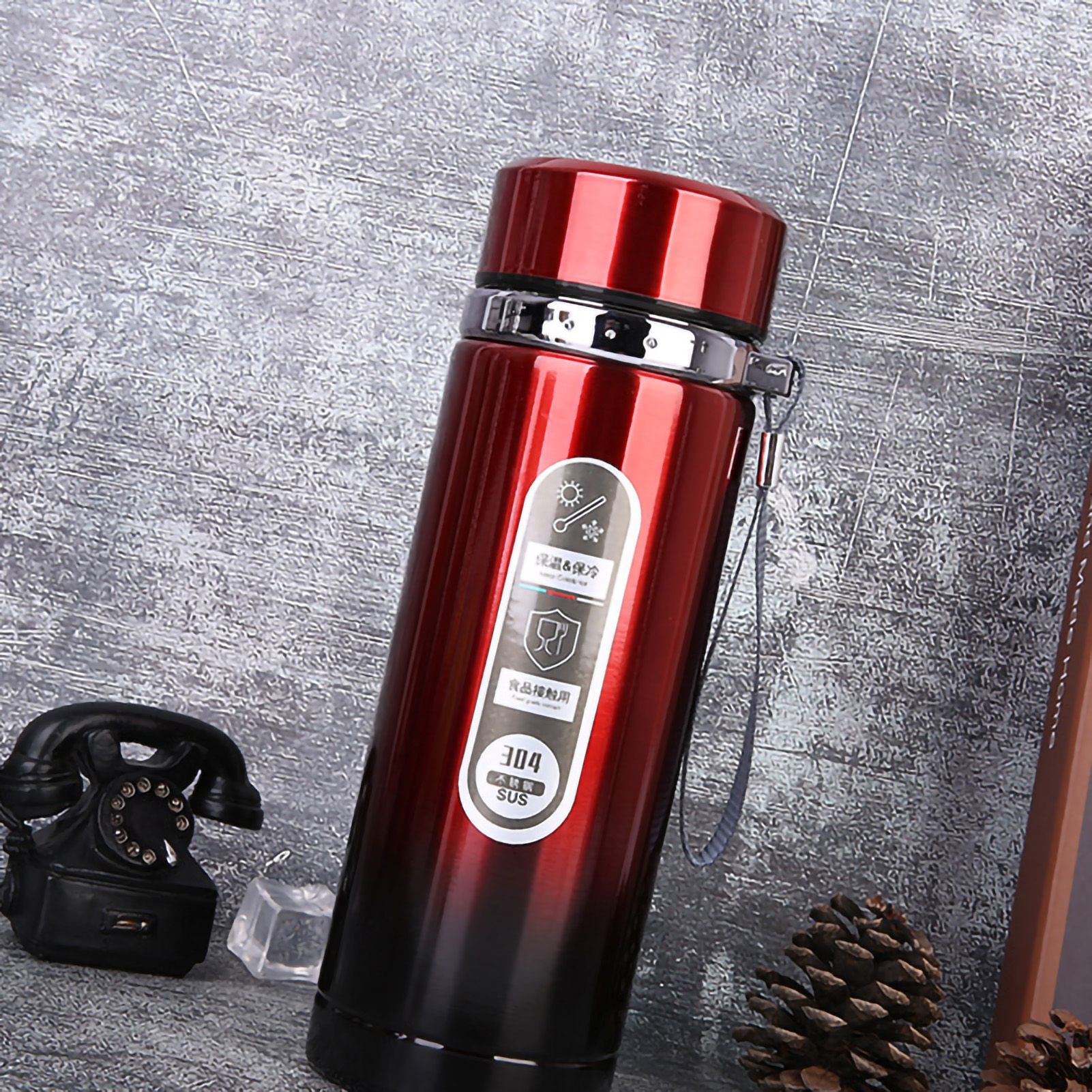 Vacuum Cup Stainless Steel Portable Large Mouth Insulated Bottle with Hand view 5