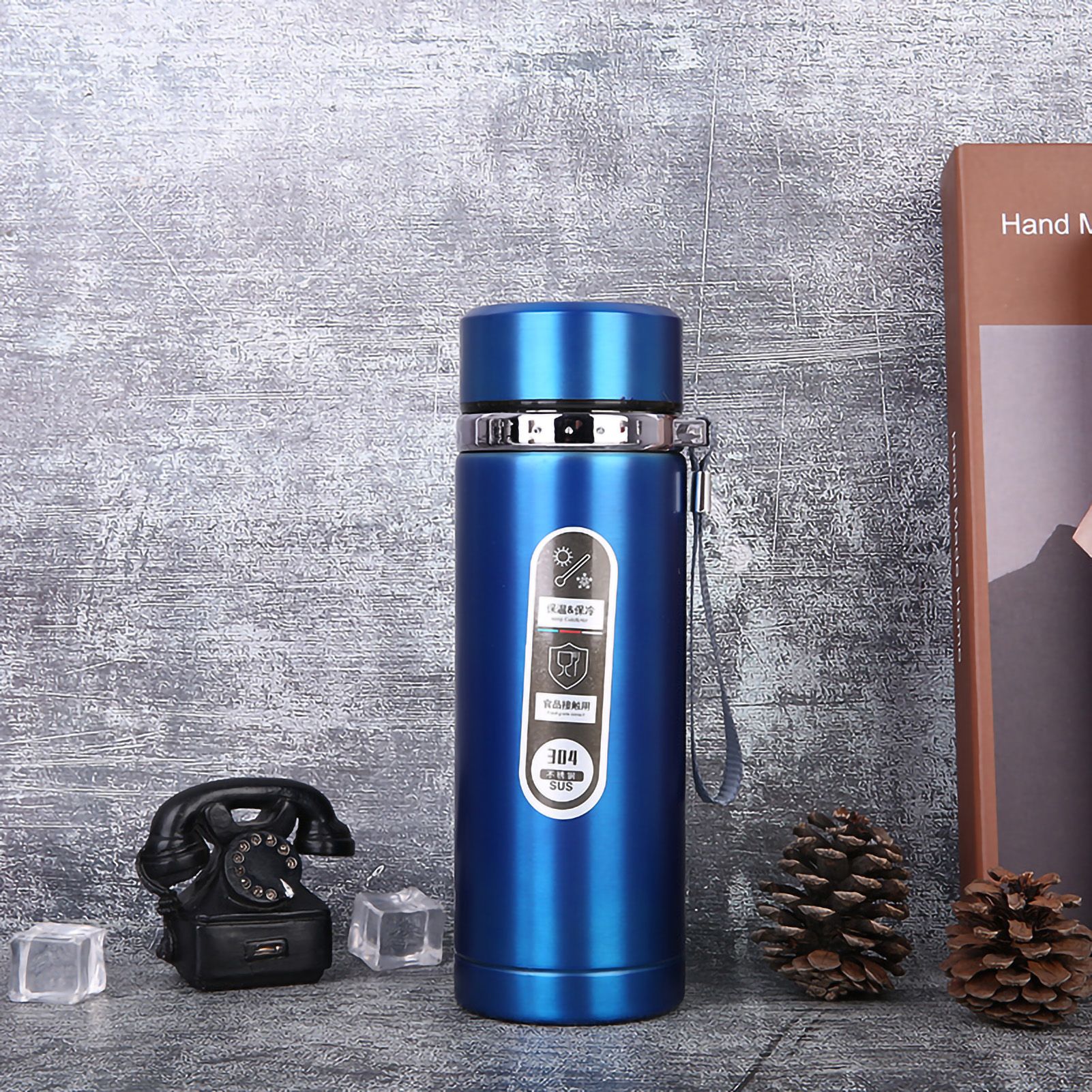 Vacuum Cup Stainless Steel Portable Large Mouth Insulated Bottle with Hand