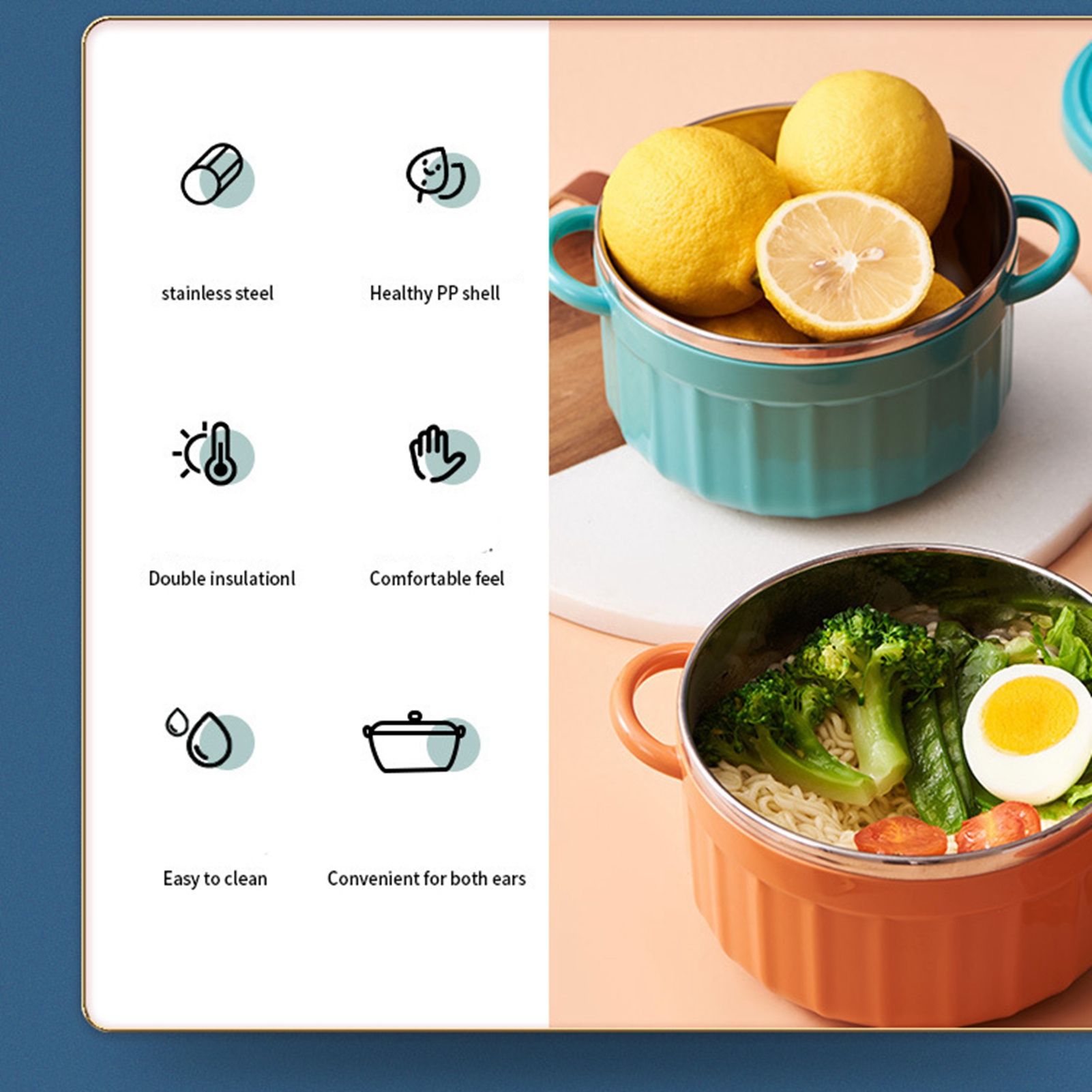 Noodles Bowl with Lid Binaural Noodles Bowl Home Dorm Student Covered Bowl view 3