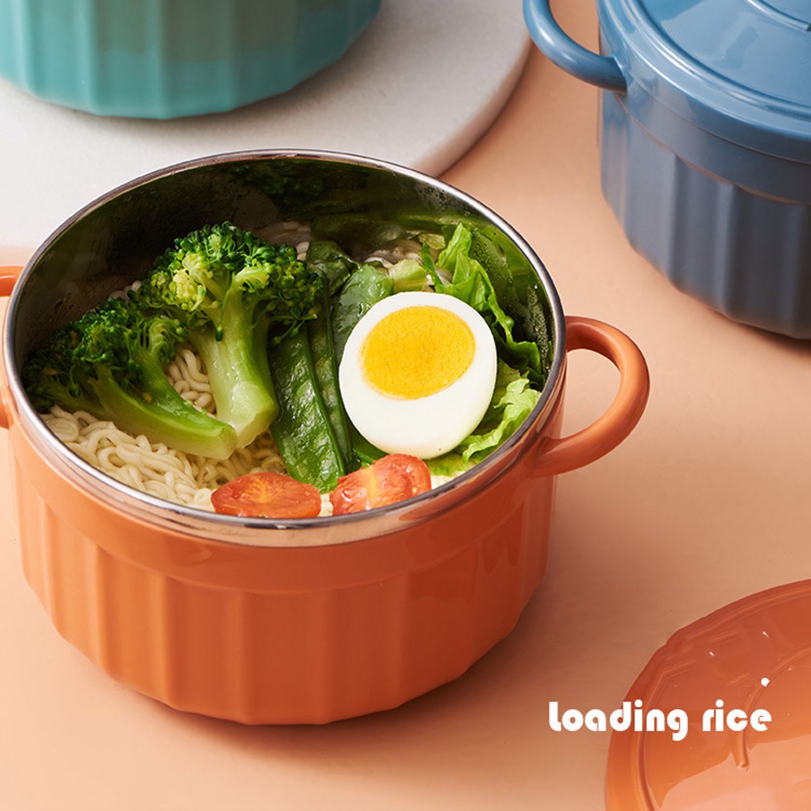 Noodles Bowl with Lid Binaural Noodles Bowl Home Dorm Student Covered Bowl view 4