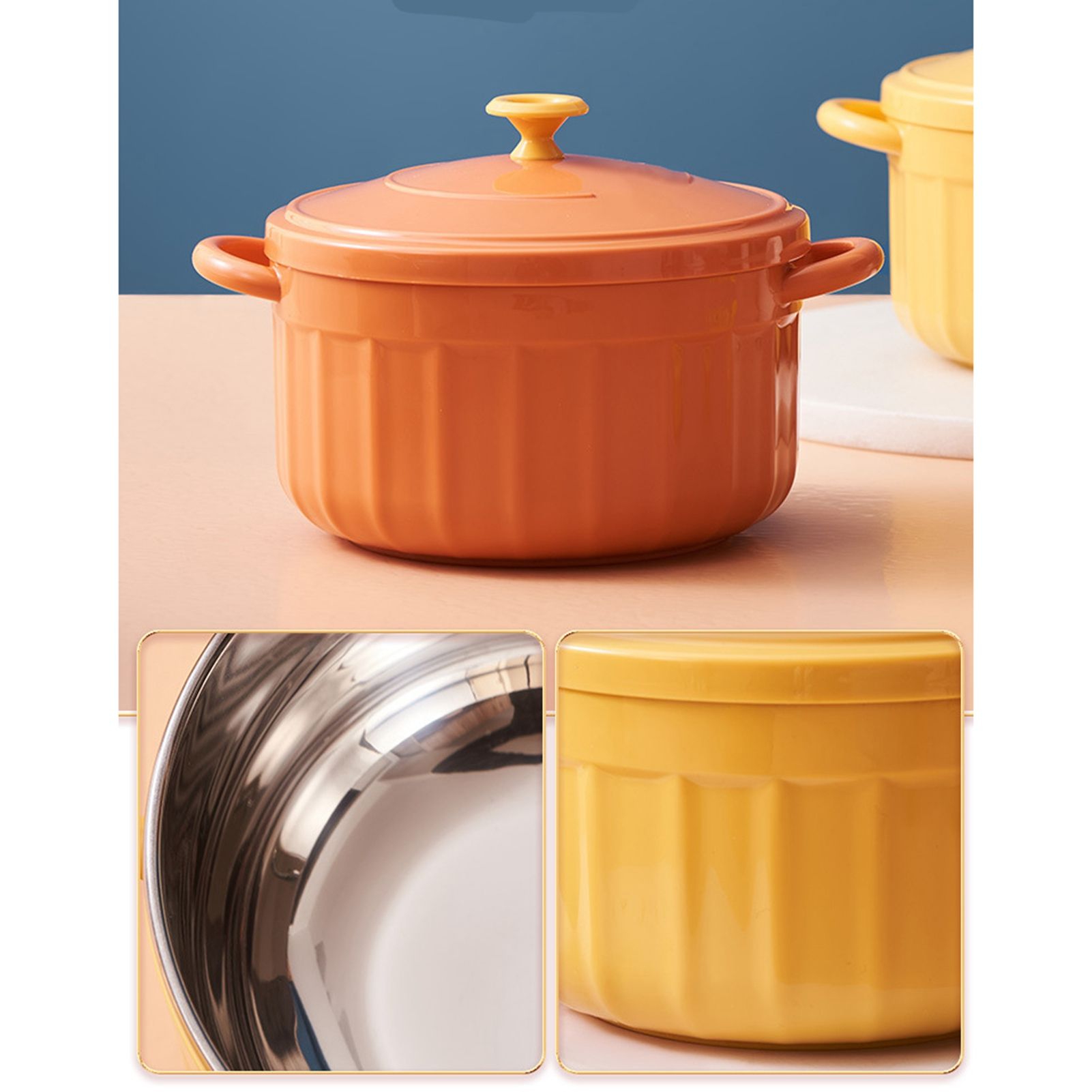 Noodles Bowl with Lid Binaural Noodles Bowl Home Dorm Student Covered Bowl view 5