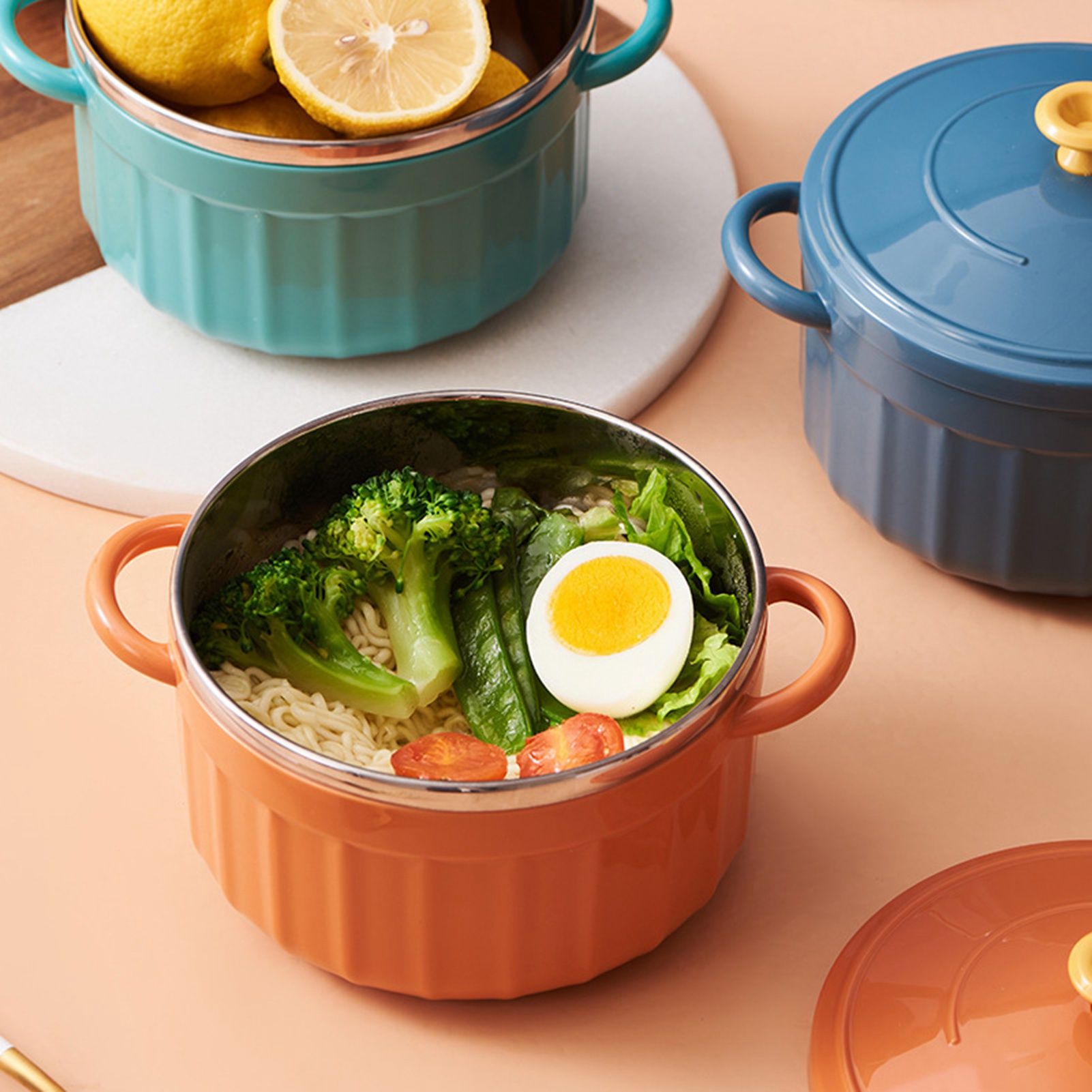 Noodles Bowl with Lid Binaural Noodles Bowl Home Dorm Student Covered Bowl view 9