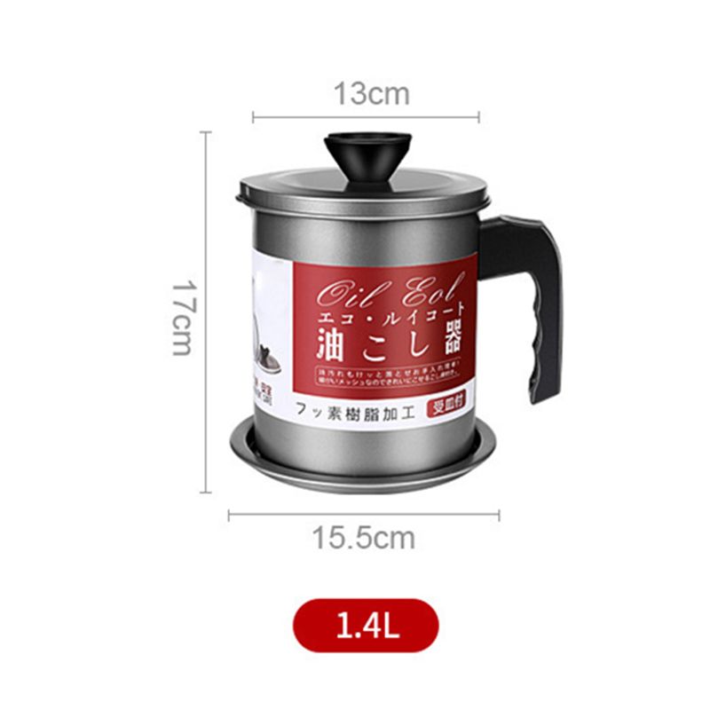 Residue Filter Oil Can Stainless Steel Large Capacity Kitchen Fat Storage view 2