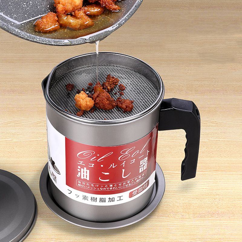 Residue Filter Oil Can Stainless Steel Large Capacity Kitchen Fat Storage view 3