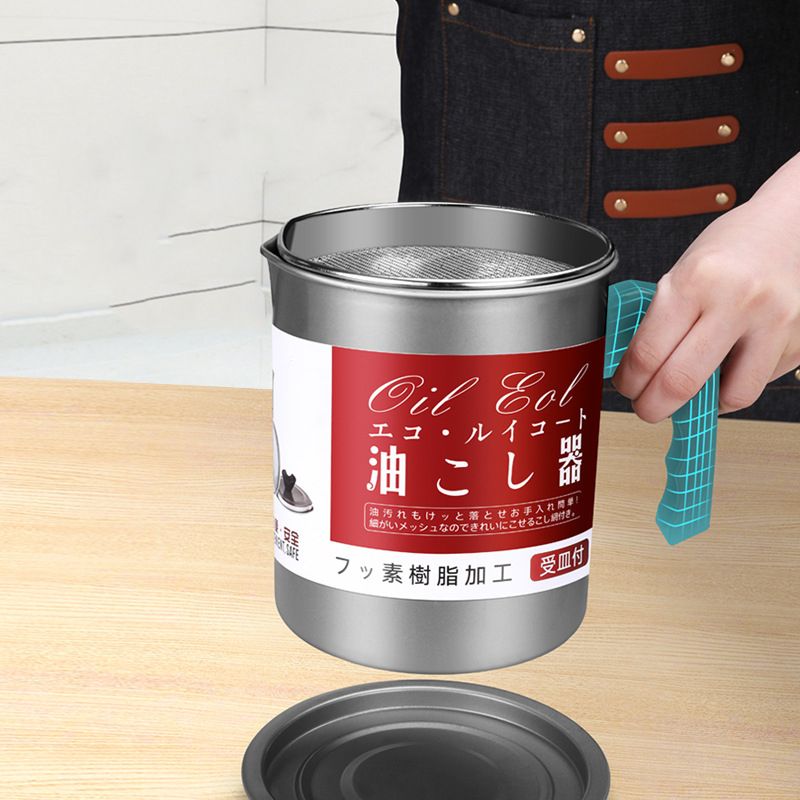 Residue Filter Oil Can Stainless Steel Large Capacity Kitchen Fat Storage view 5