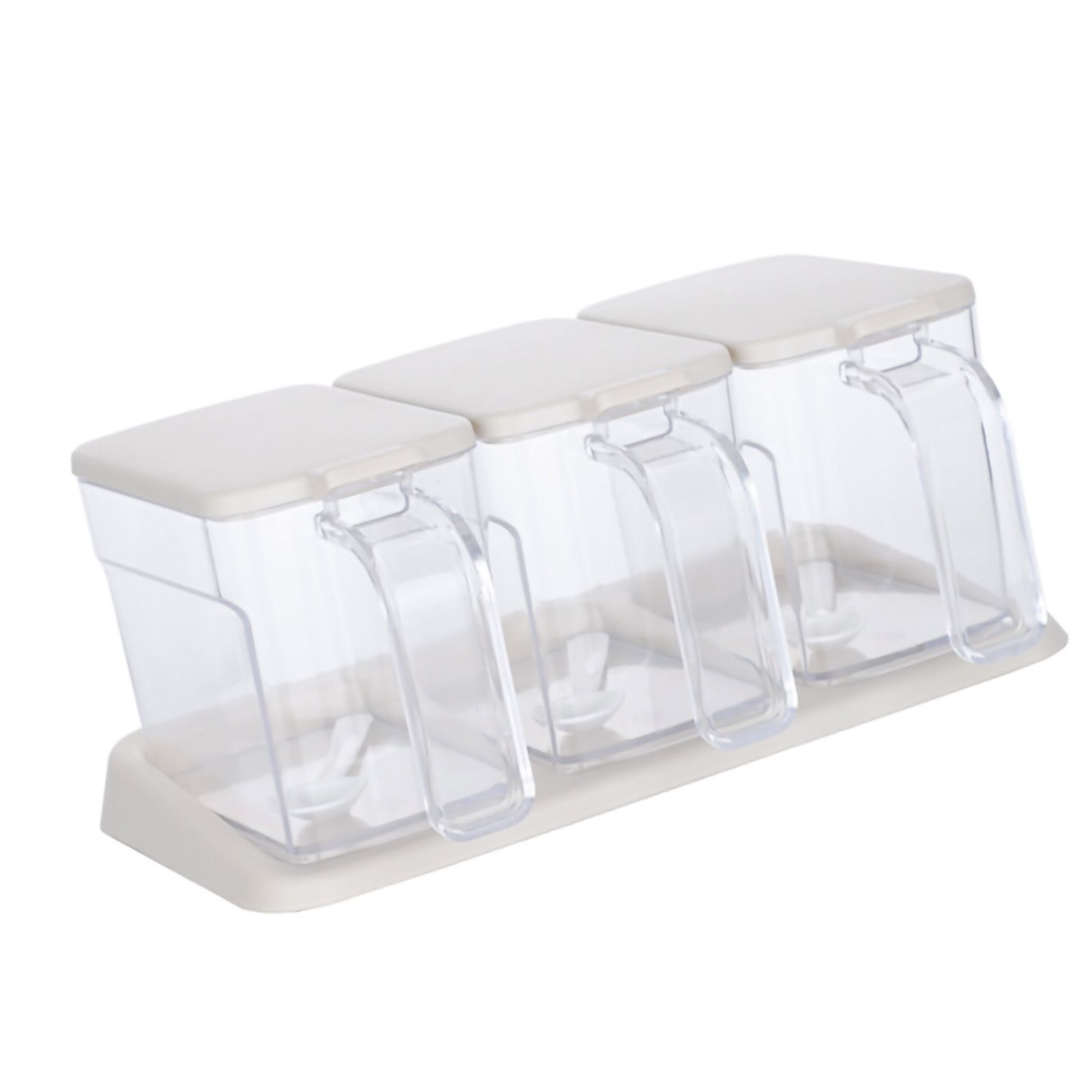Seasoning Box Set Plastic Clear 3 Grids Large Capacity Condiment Box with view 3