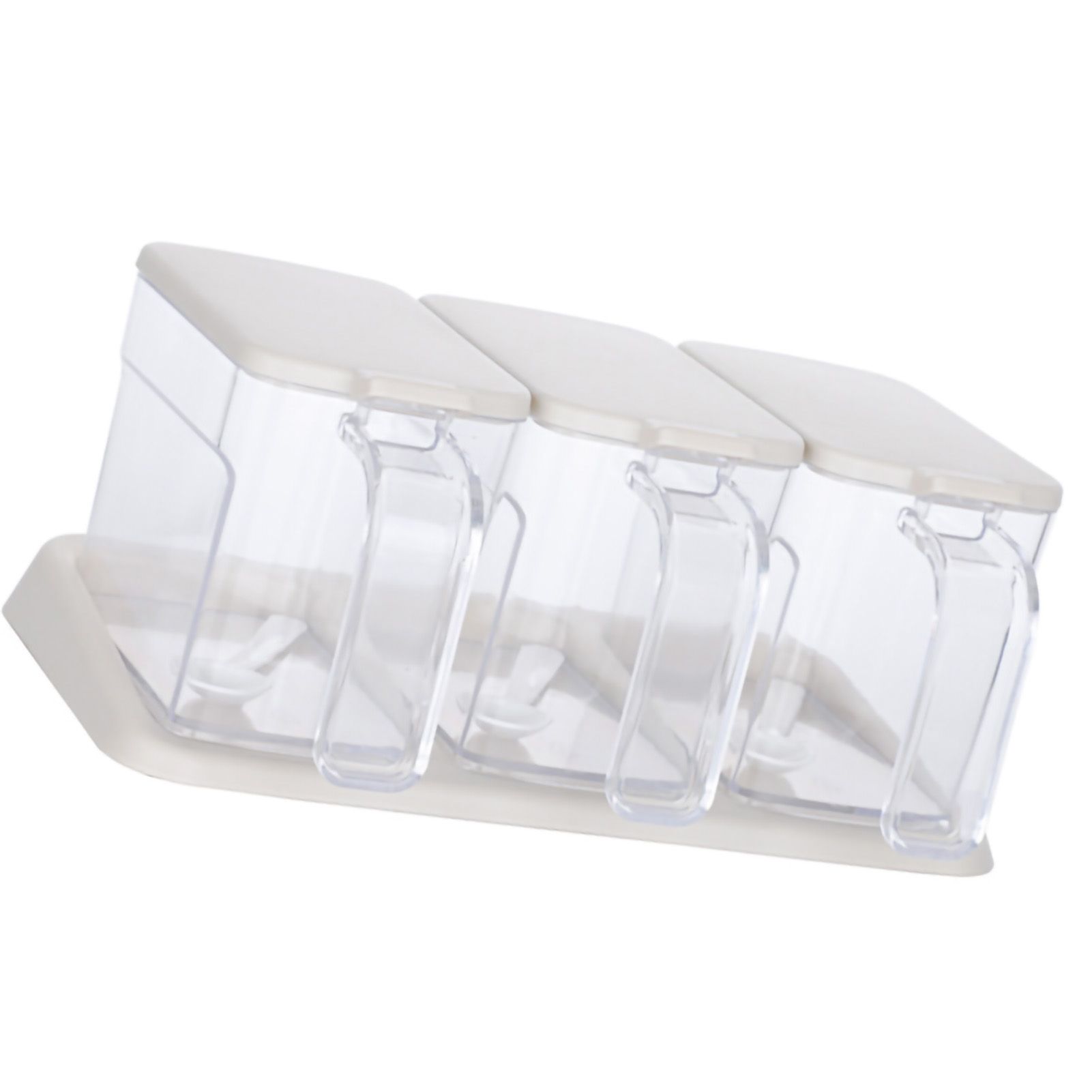 Seasoning Box Set Plastic Clear 3 Grids Large Capacity Condiment Box with view 4