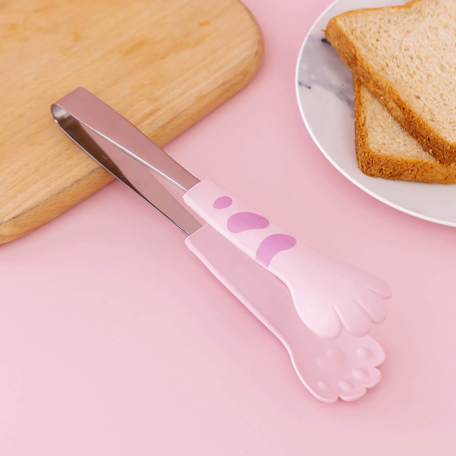 Kitchen Cooking Tong Cute Cat Paw Shape Stainless Steel Small Salad Barbecue