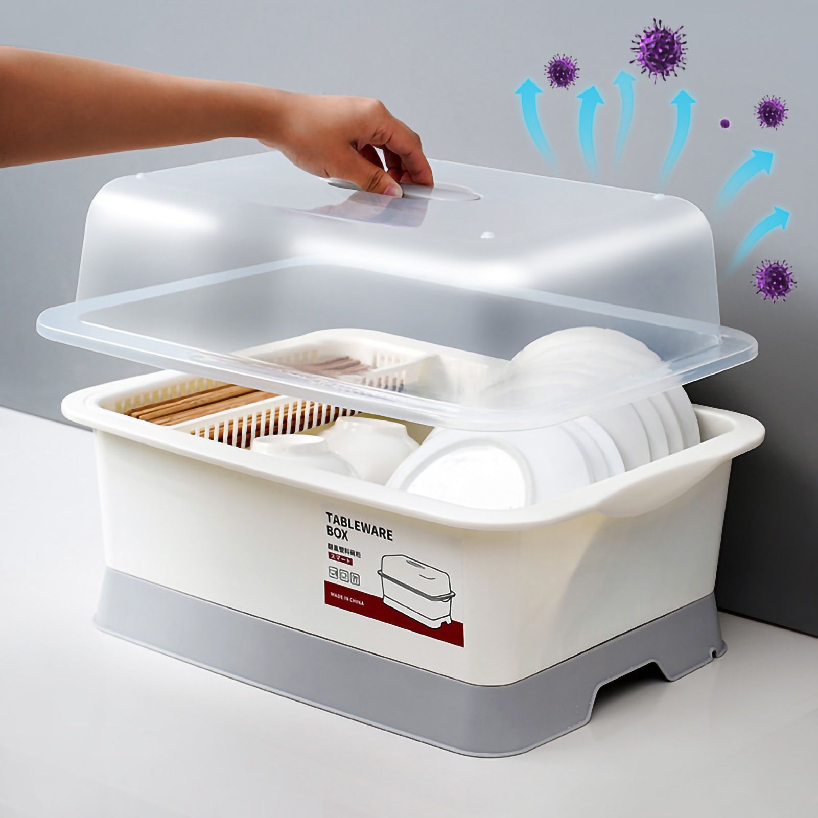 Dish Drainer Minimalist Dustproof Space Saving Dish Drying Bowl with Lid for view 11