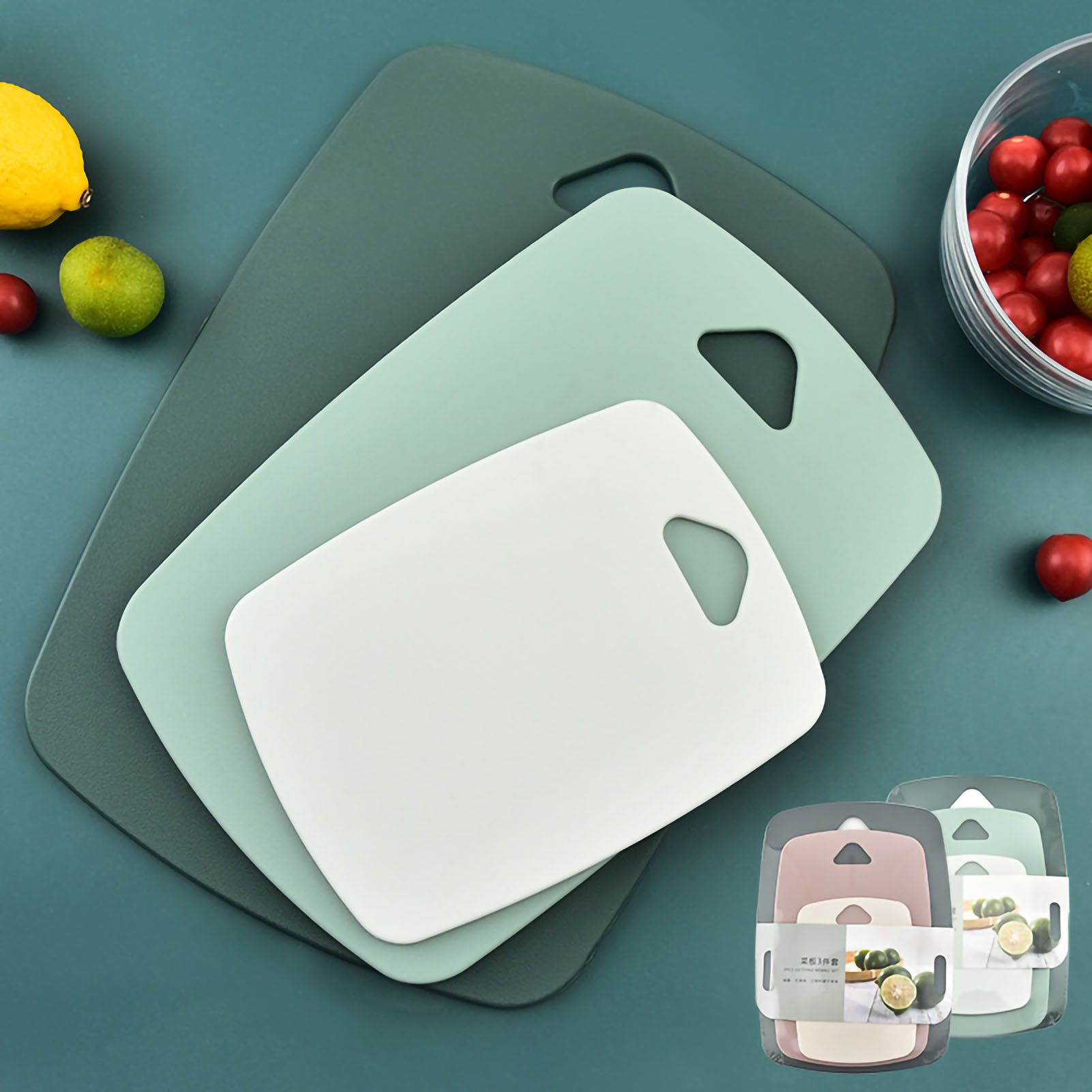 3pcs Cutting Board Set Safe PP Easy Grip Handles Multifunction Kitchen view 5
