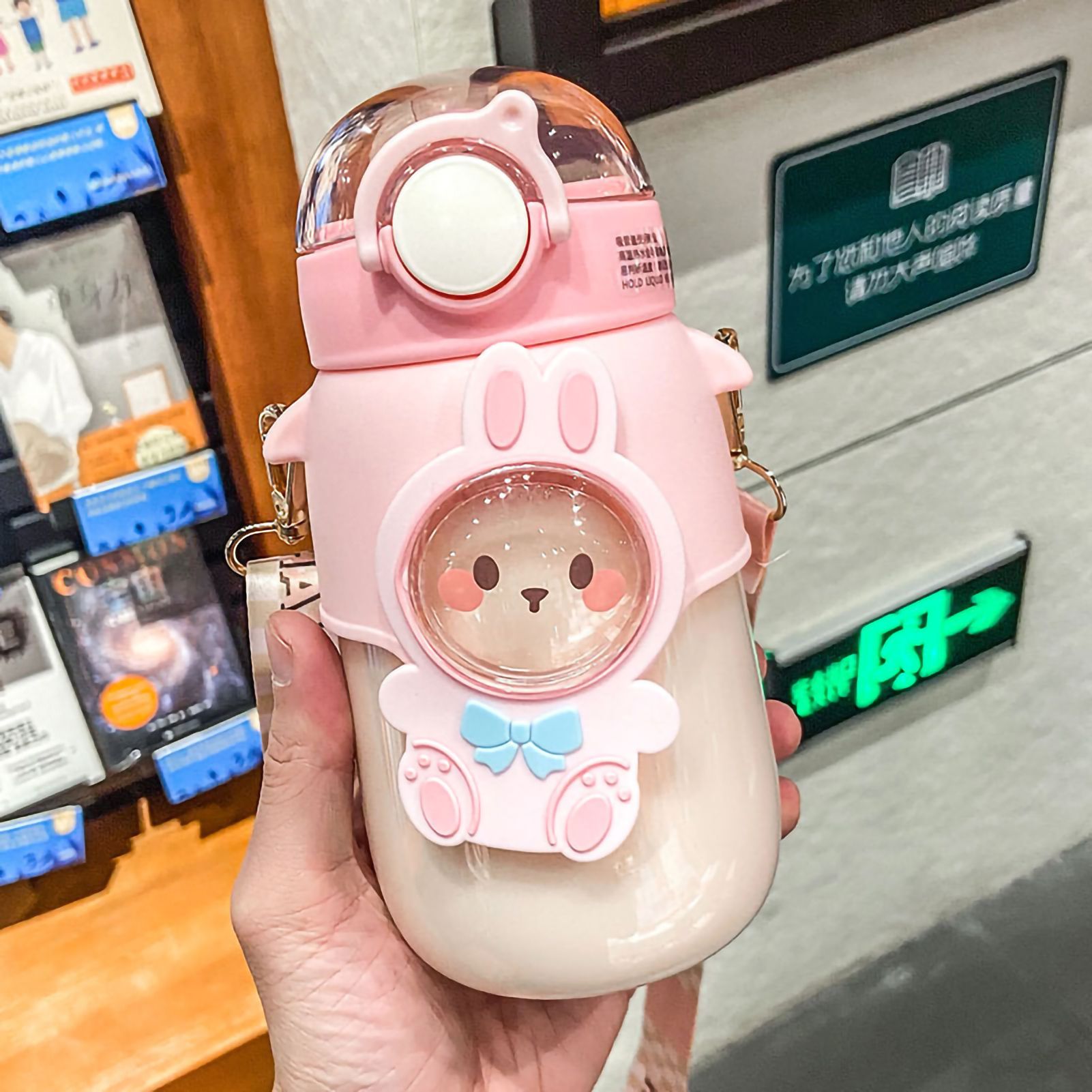 Soft Straw Drinking Cup Portable Plastic Sippy Cup Cartoon Pattern Water