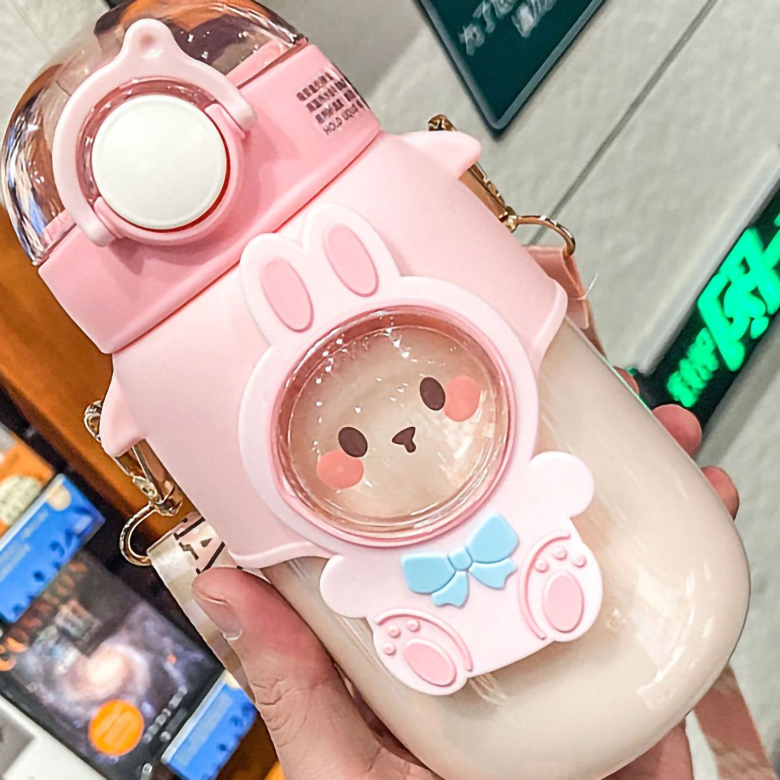 Soft Straw Drinking Cup Portable Plastic Sippy Cup Cartoon Pattern Water view 3