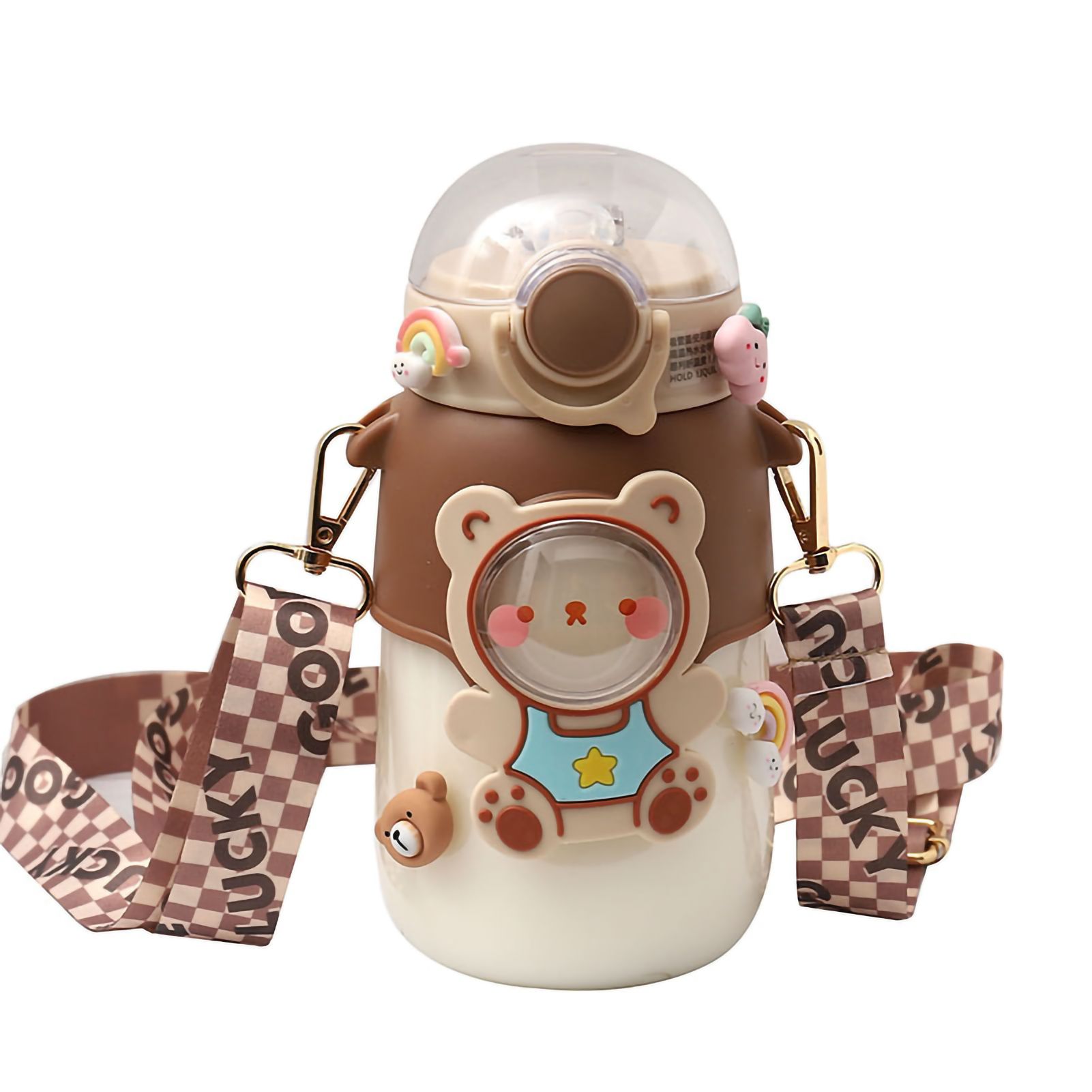 Soft Straw Drinking Cup Portable Plastic Sippy Cup Cartoon Pattern Water