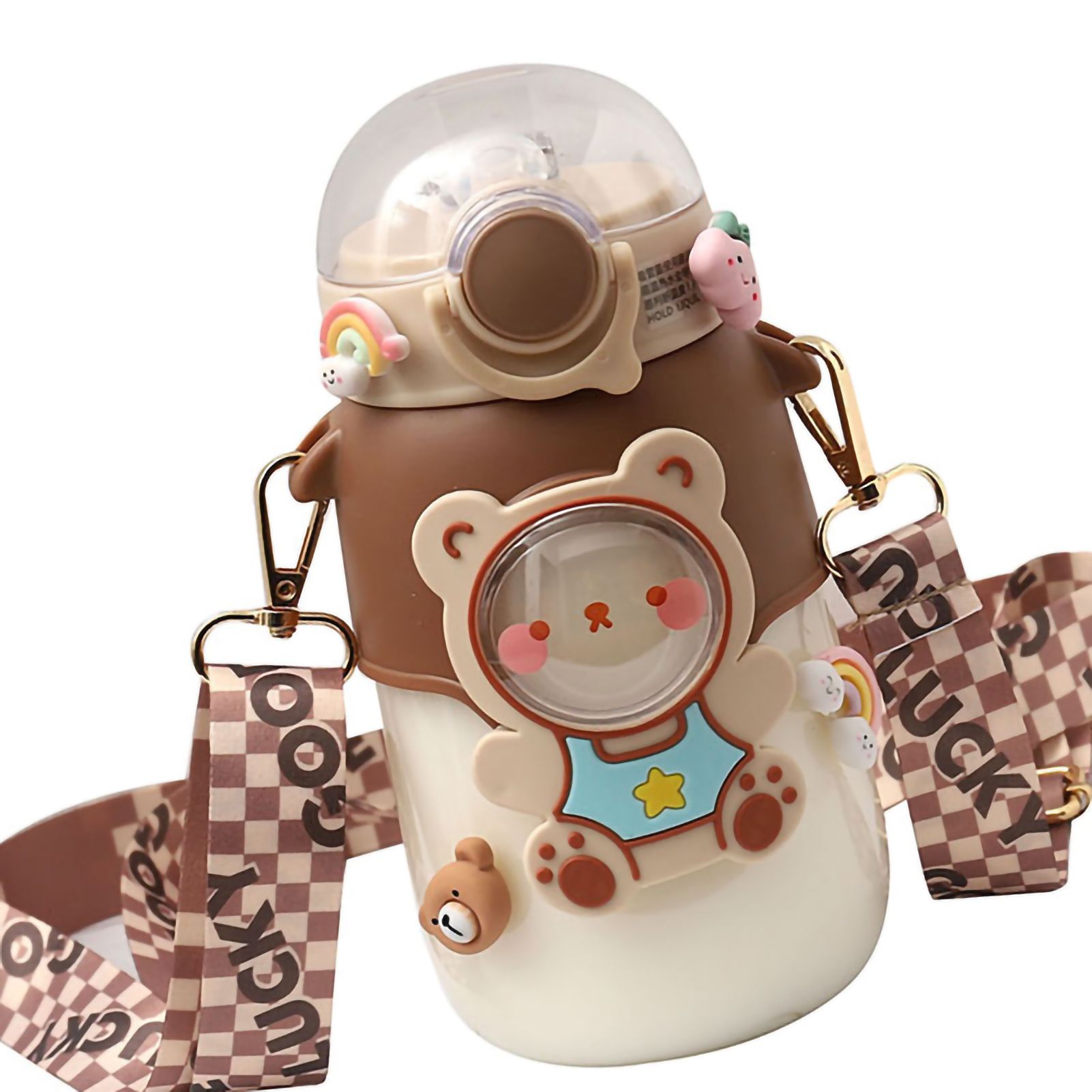 Soft Straw Drinking Cup Portable Plastic Sippy Cup Cartoon Pattern Water view 2