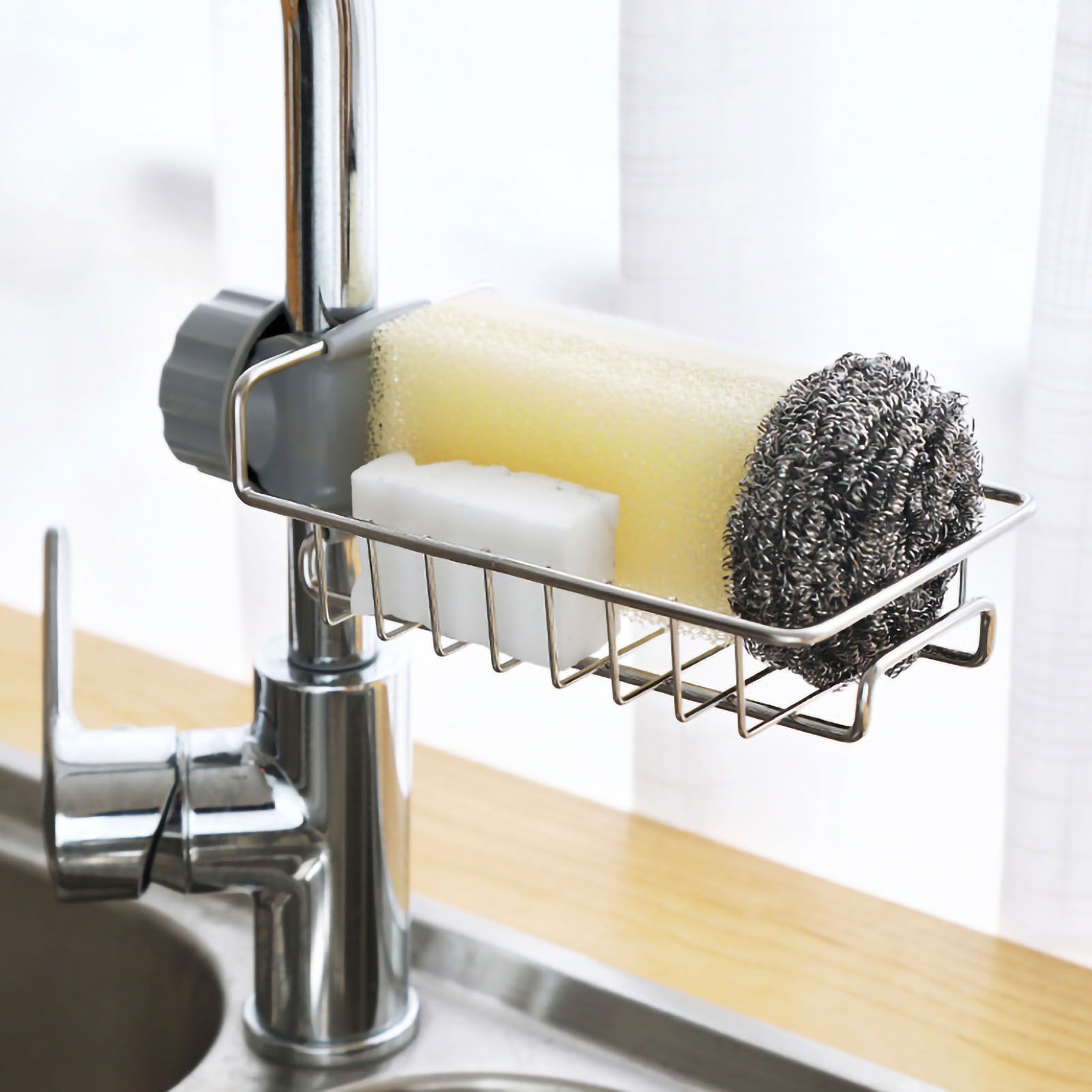 Hanging Faucet Drain Rack Organized Storage Hollow Out Breathable Stainless view 2