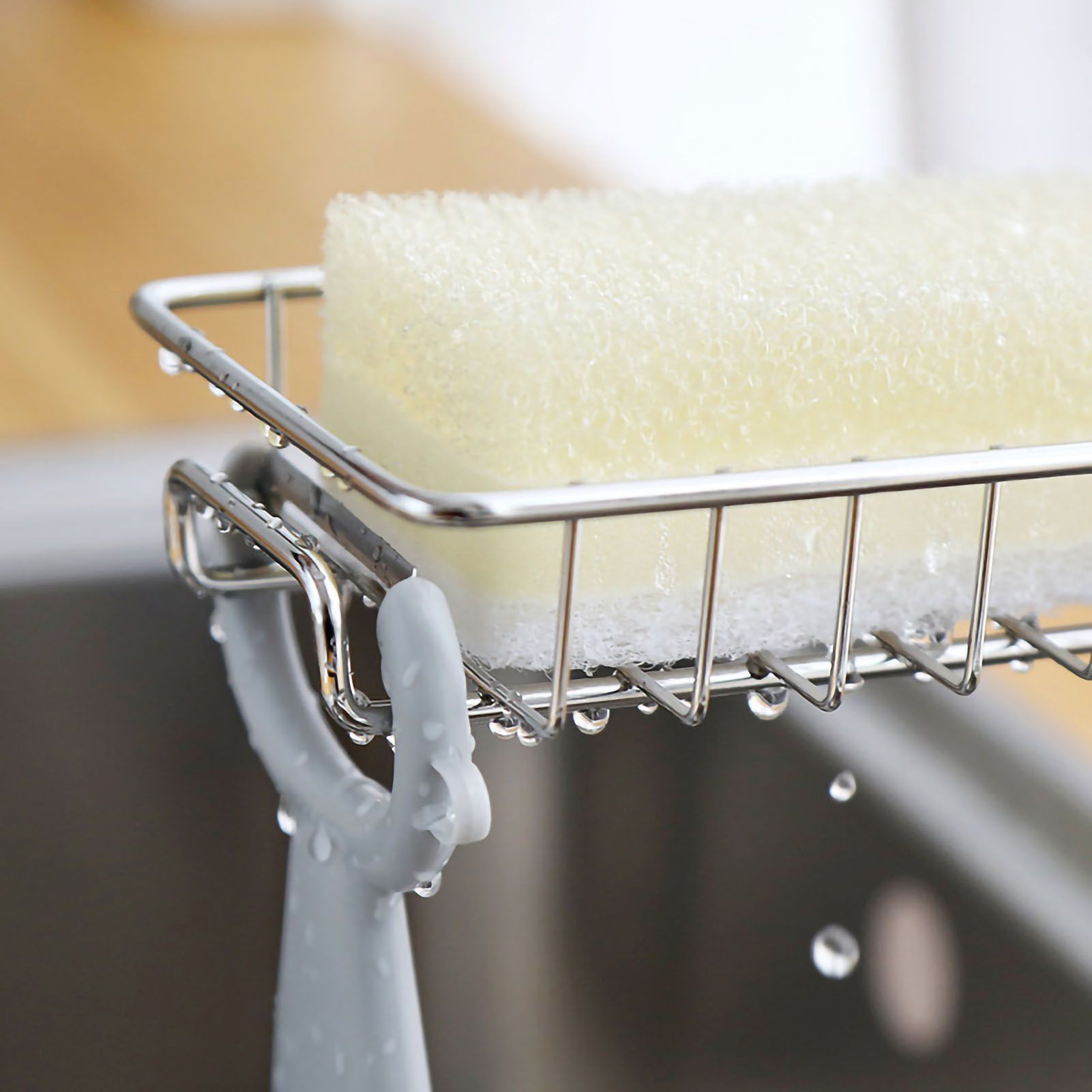 Hanging Faucet Drain Rack Organized Storage Hollow Out Breathable Stainless view 3