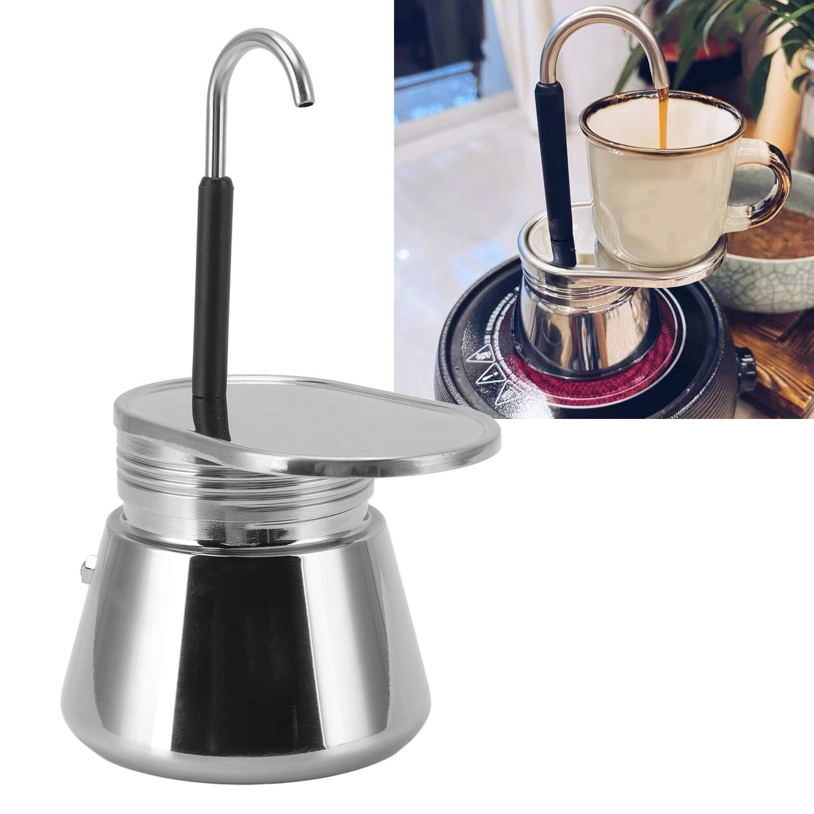 Moka Pot Stainless Steel Italian Type DIY Large Capacity Lightweight Portable view 11