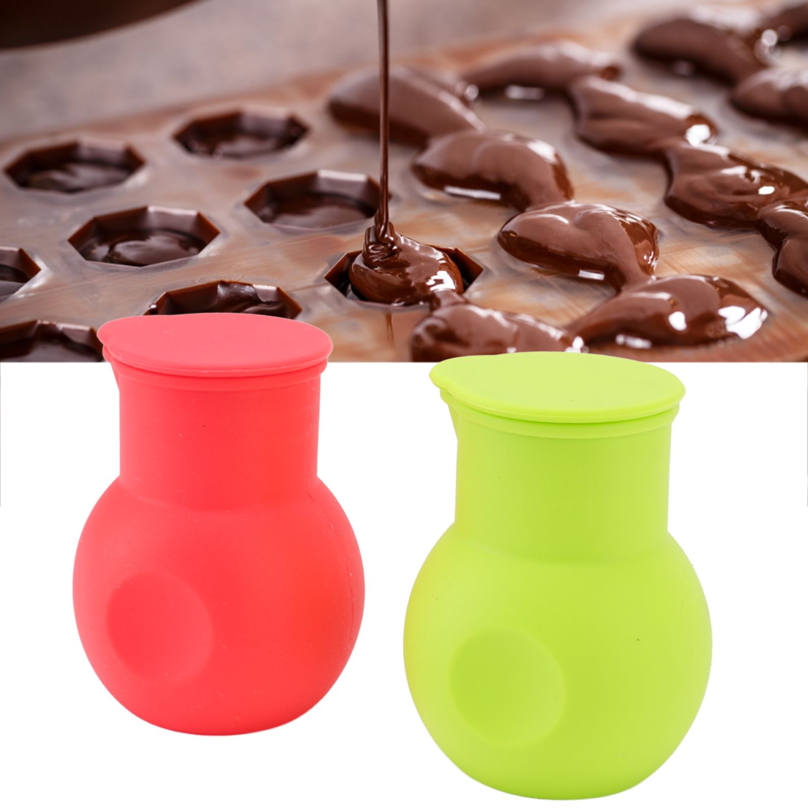 2pcs Silicone Chocolate Heating Pot Red and Green Multifunctional Microwave view 11