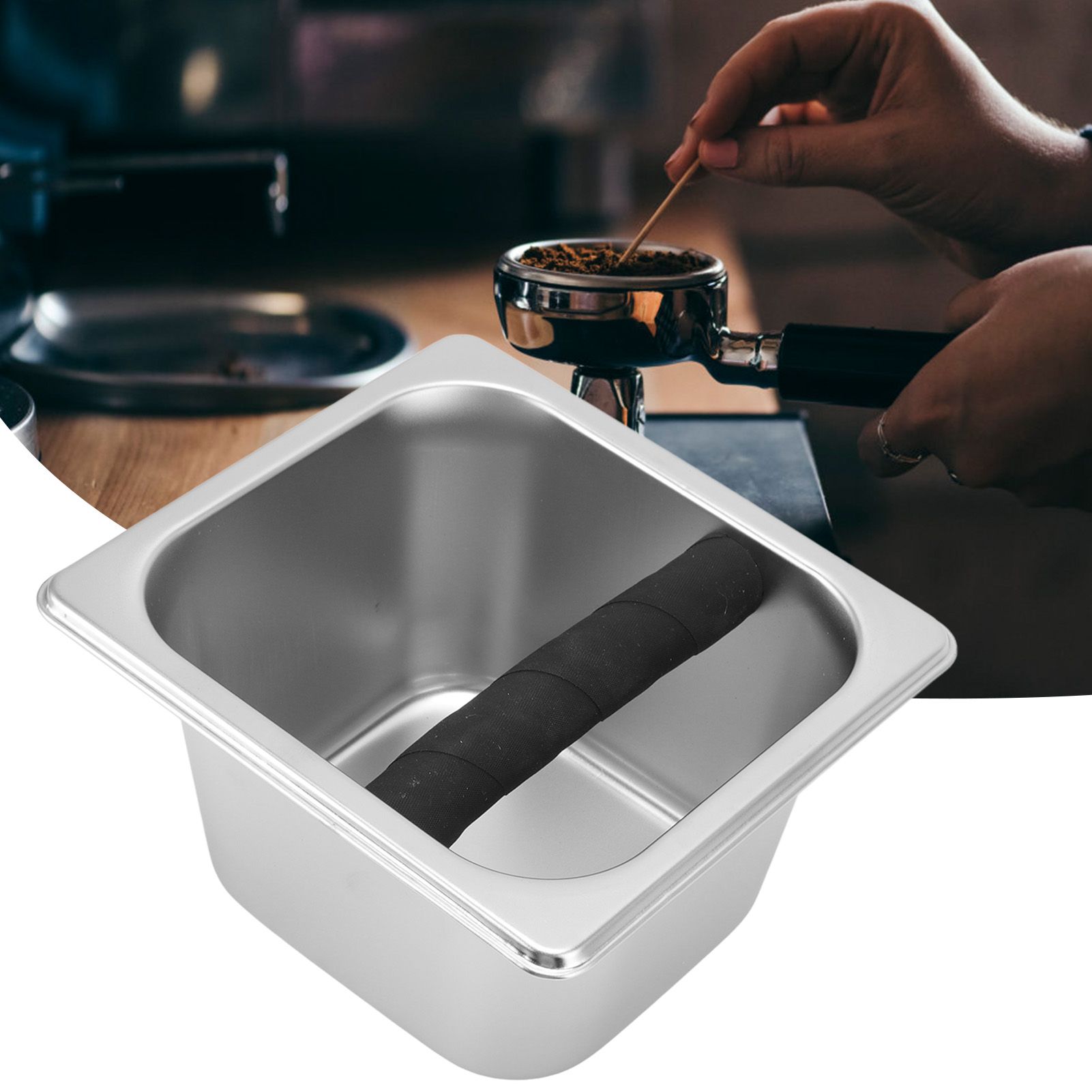 Stainless Steel Coffee Knock Box Coffee Grounds Container Box for Kitchen view 12