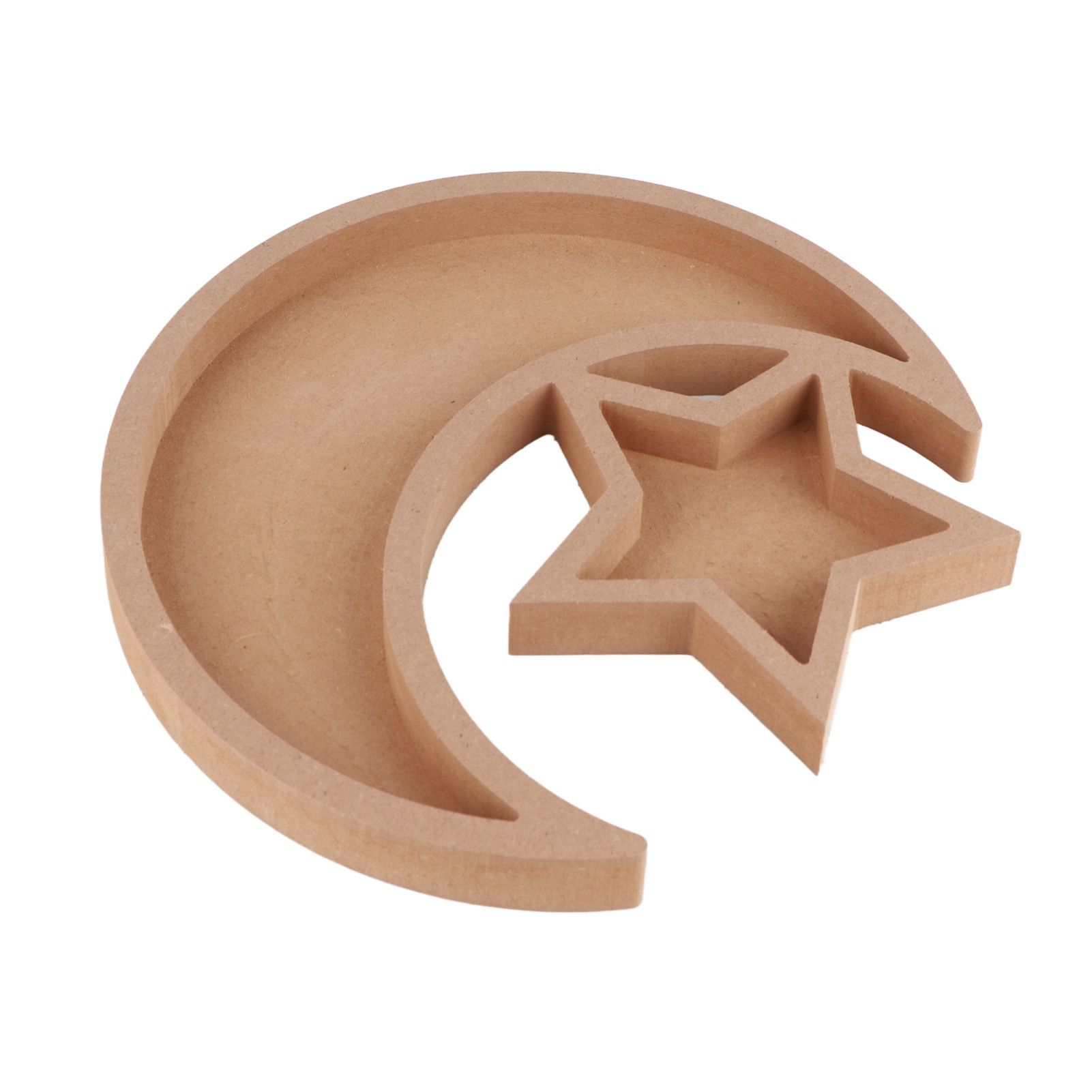Eid Wooden Dessert Tray Cute Shape Multifunctional Ramadan Wood Moon Tray for