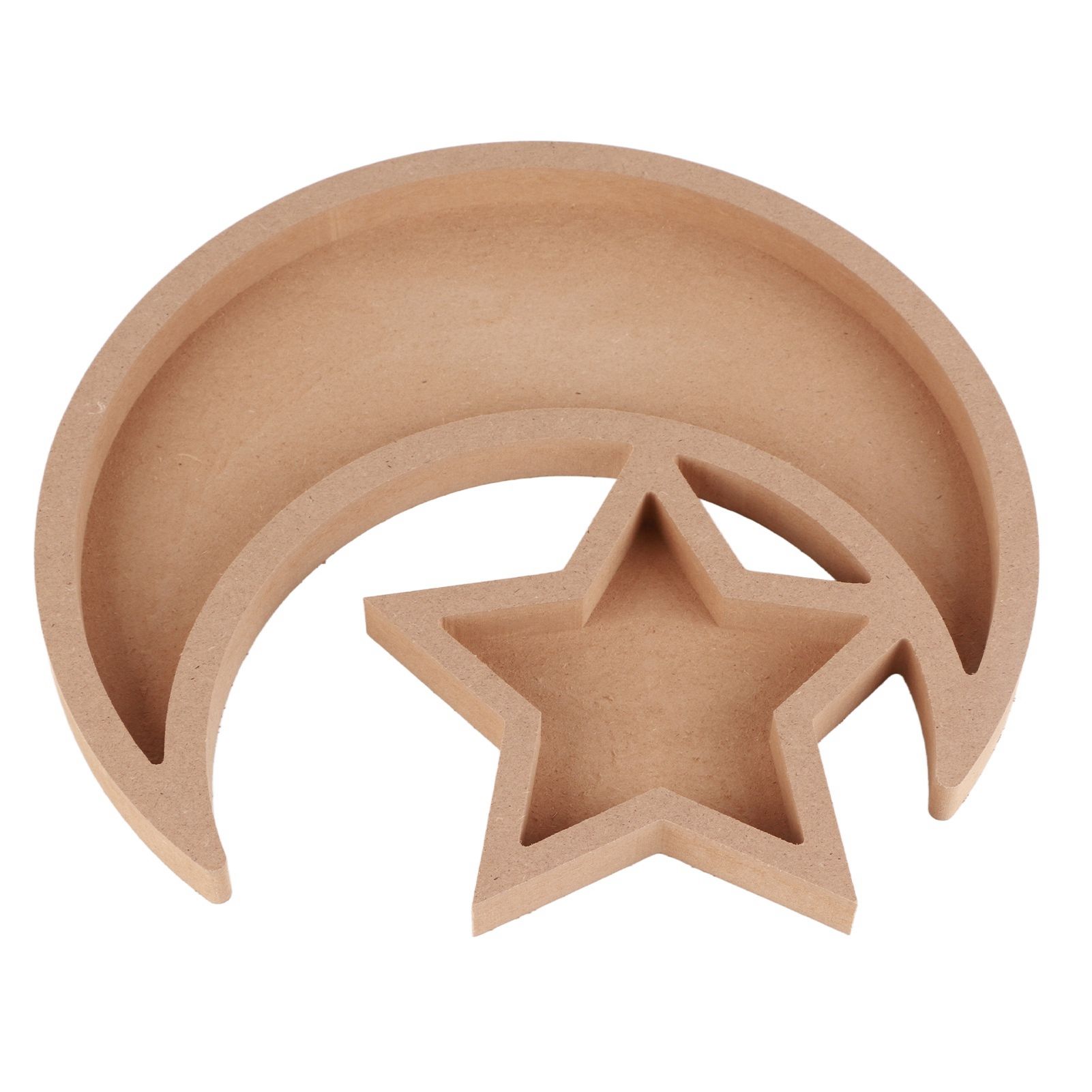 Eid Wooden Dessert Tray Cute Shape Multifunctional Ramadan Wood Moon Tray for view 2