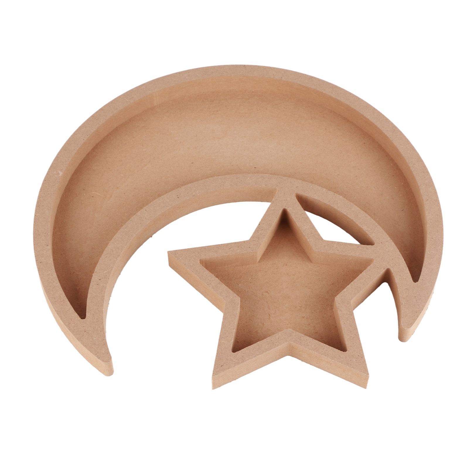 Eid Wooden Dessert Tray Cute Shape Multifunctional Ramadan Wood Moon Tray for view 4
