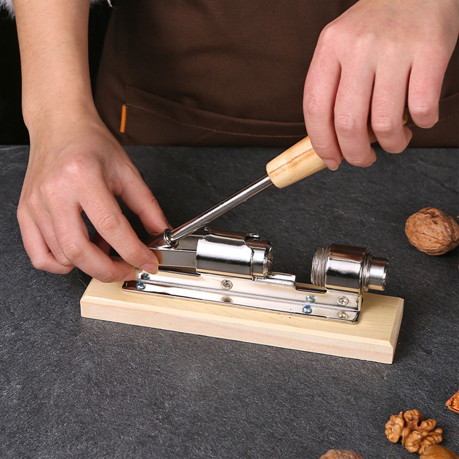 Desktop Mechanical Nut Cracker Tool Metal Walnut Pecan Opener Clip with Handle view 11